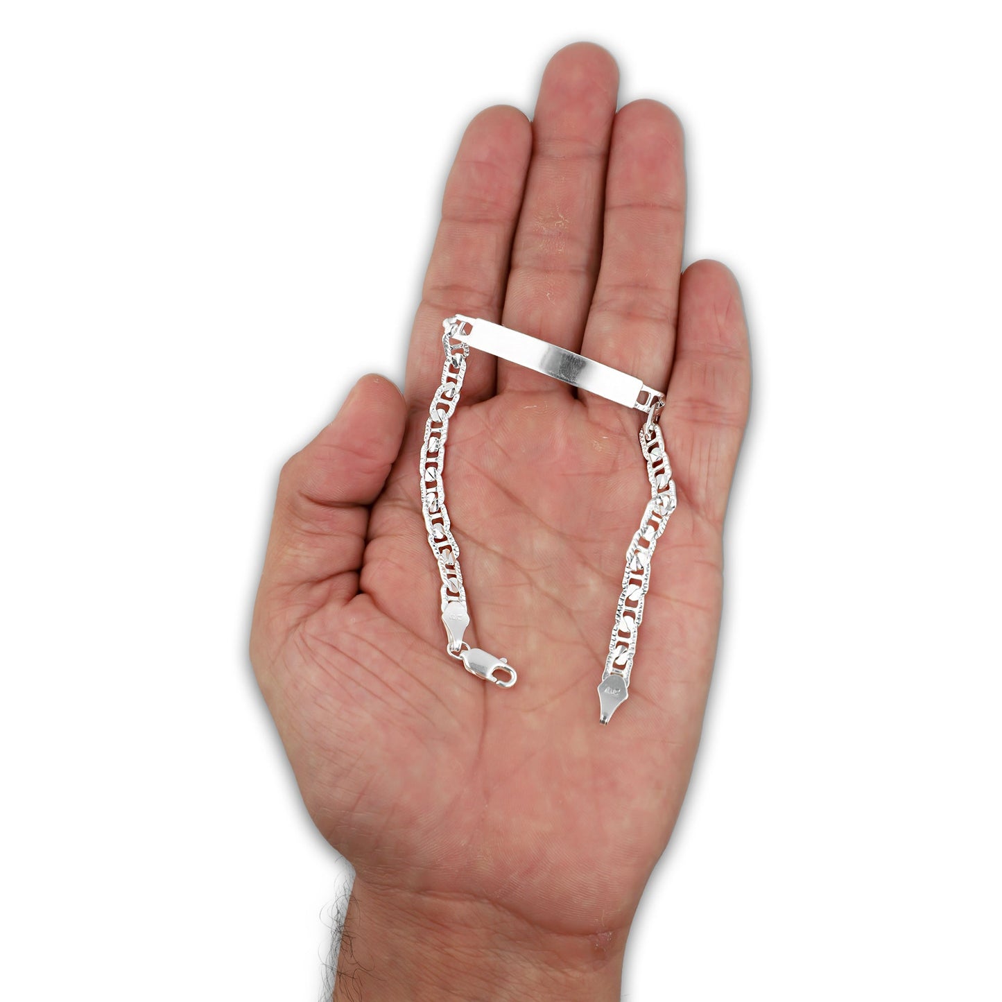 LPPC104 Pulsera Esclava Gusi Diamantada Text 5 mm x 19 cm en Plata .925