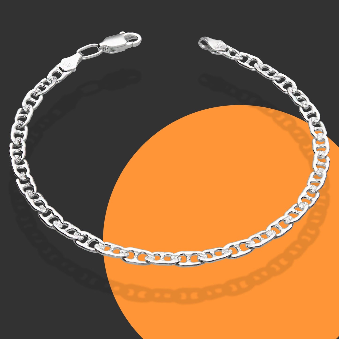 LPPD032 Pulsera Gusi 3.7 mm x 18.5 cm en Plata Ley .925 1500917547