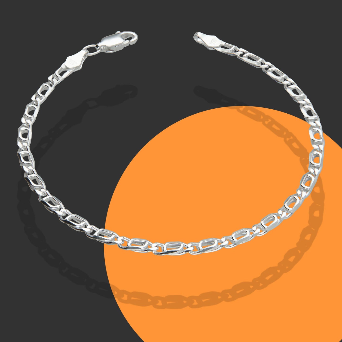 LPPD033 Pulsera Ojo de Tigre 3.2 mm x 18 cm en Plata Ley .925 1502679224