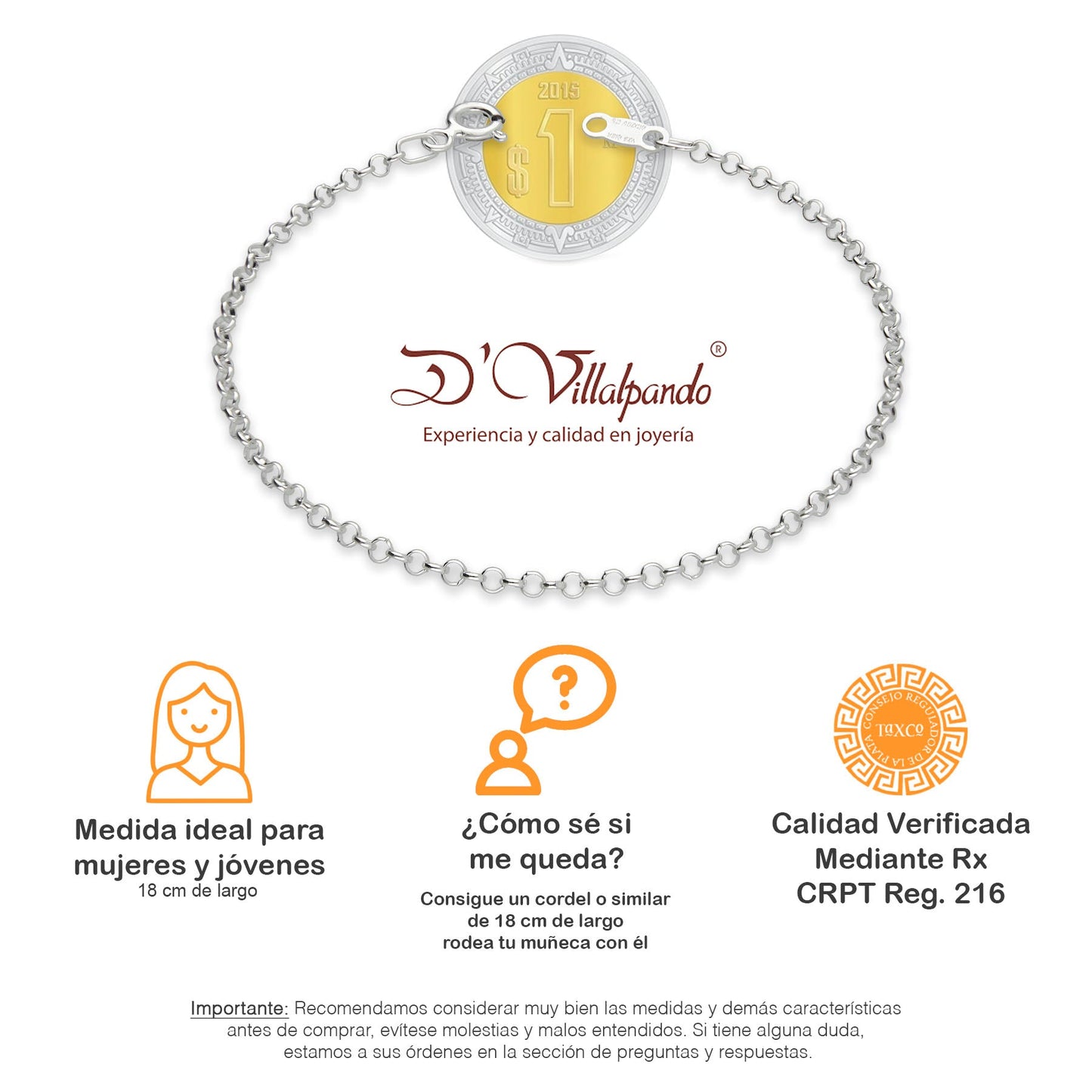 LPPD048 Pulsera Rolo 2 mm x 18 cm en Plata Ley .925 1528808767