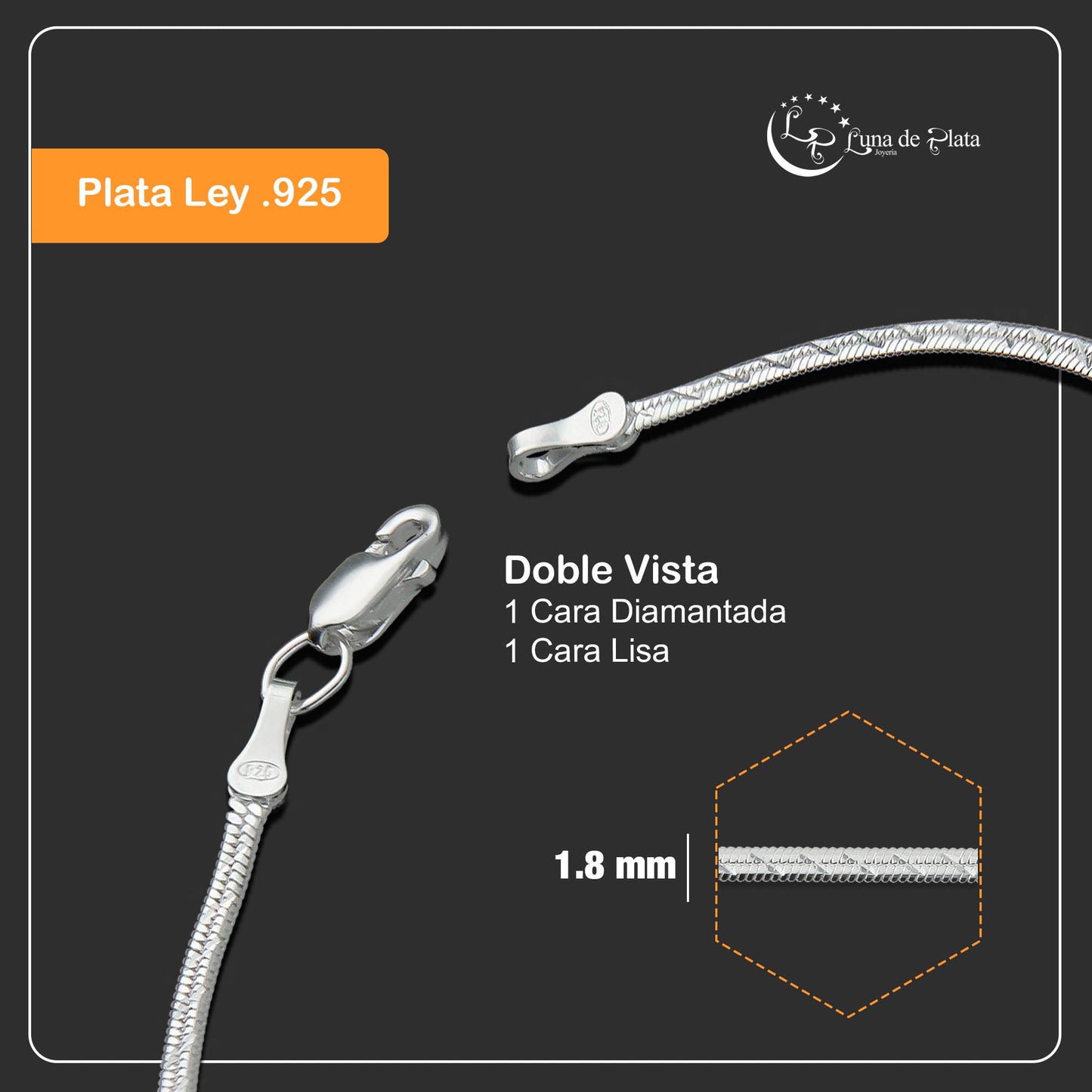 LPPD050 Pulsera Monorriel Oval 1.8 mm x 18 cm en Plata Ley .925 1531756631