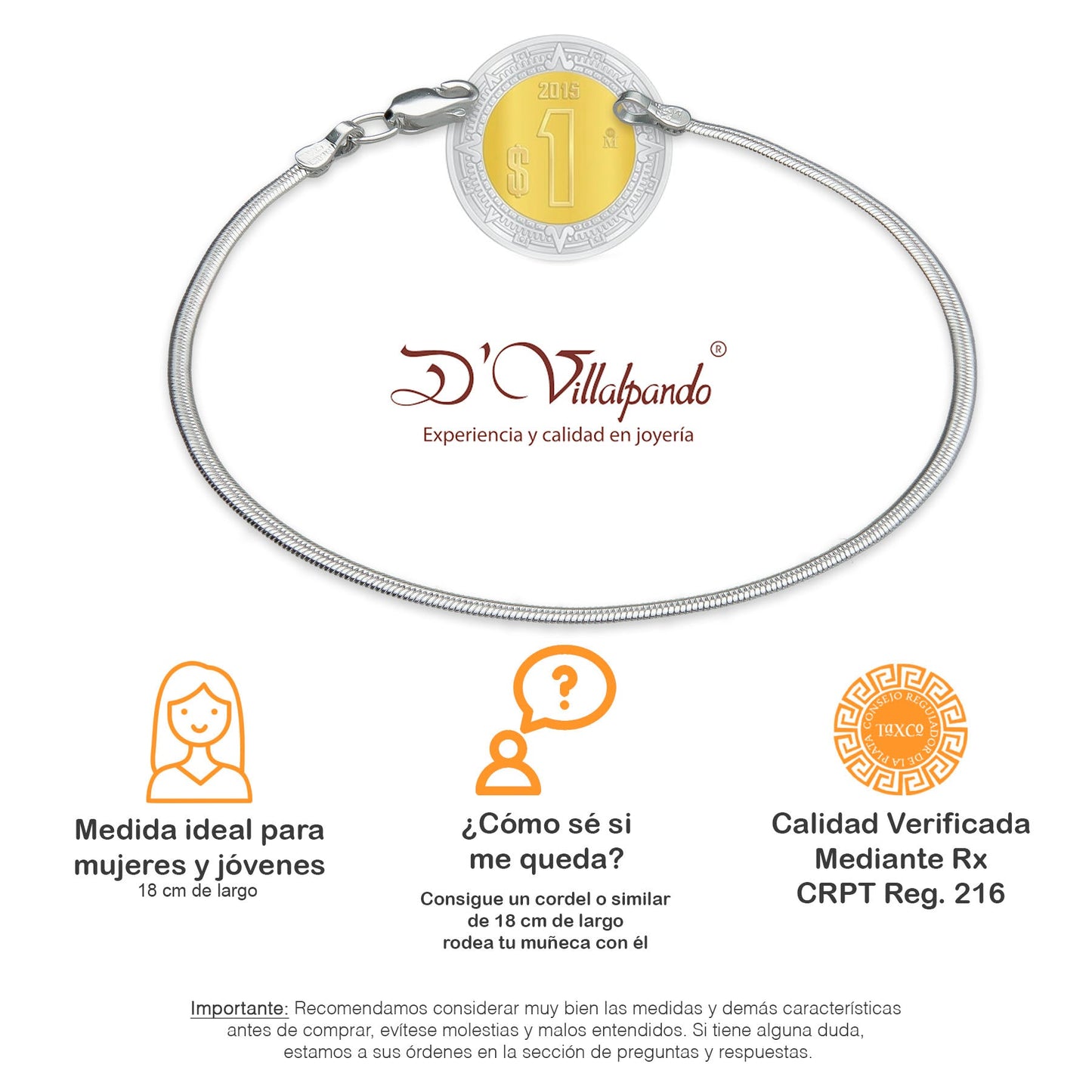 LPPD051 2 Pack Pulsera Monorriel Oval 1.8 mm x 18 cm en Plata Ley.925 1531671455