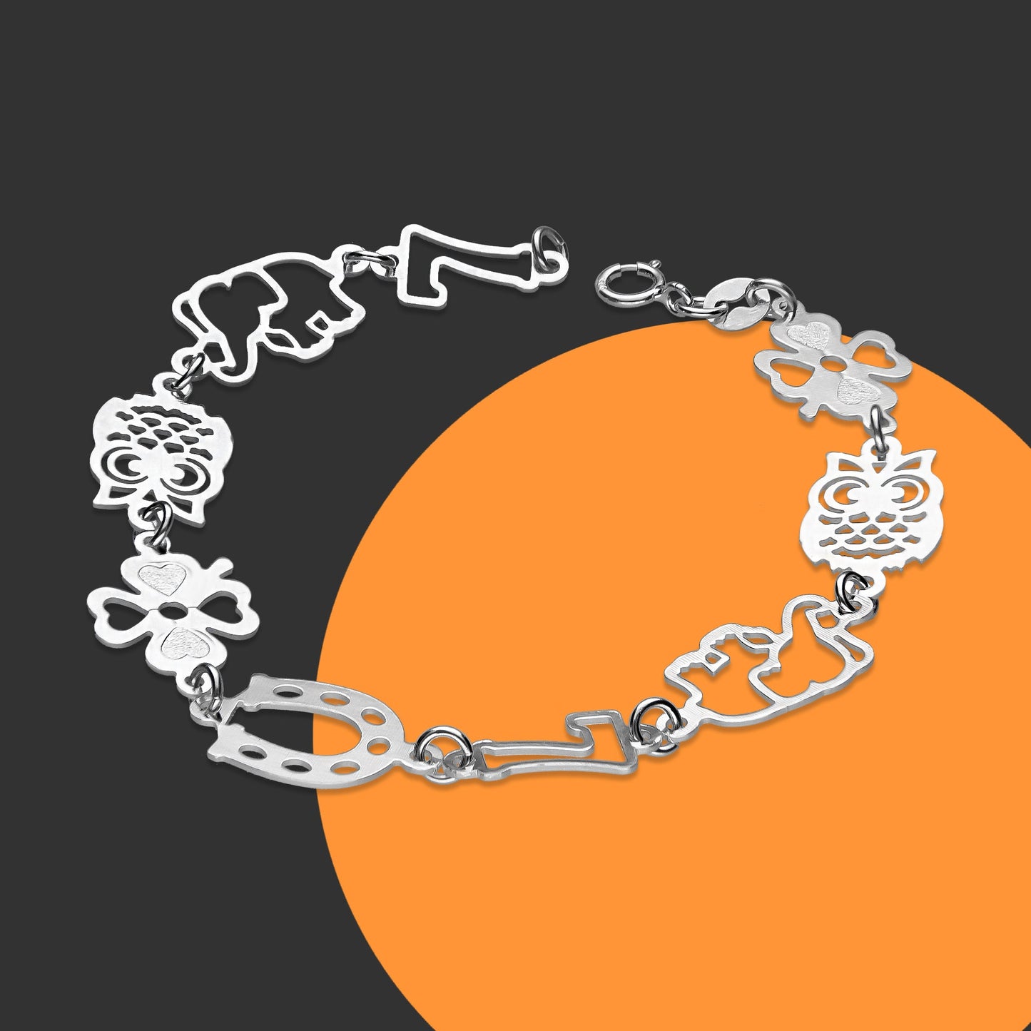 LPPD092 Pulsera Eslabones de la Suerte 18 cm en Plata Ley .925 2960366828