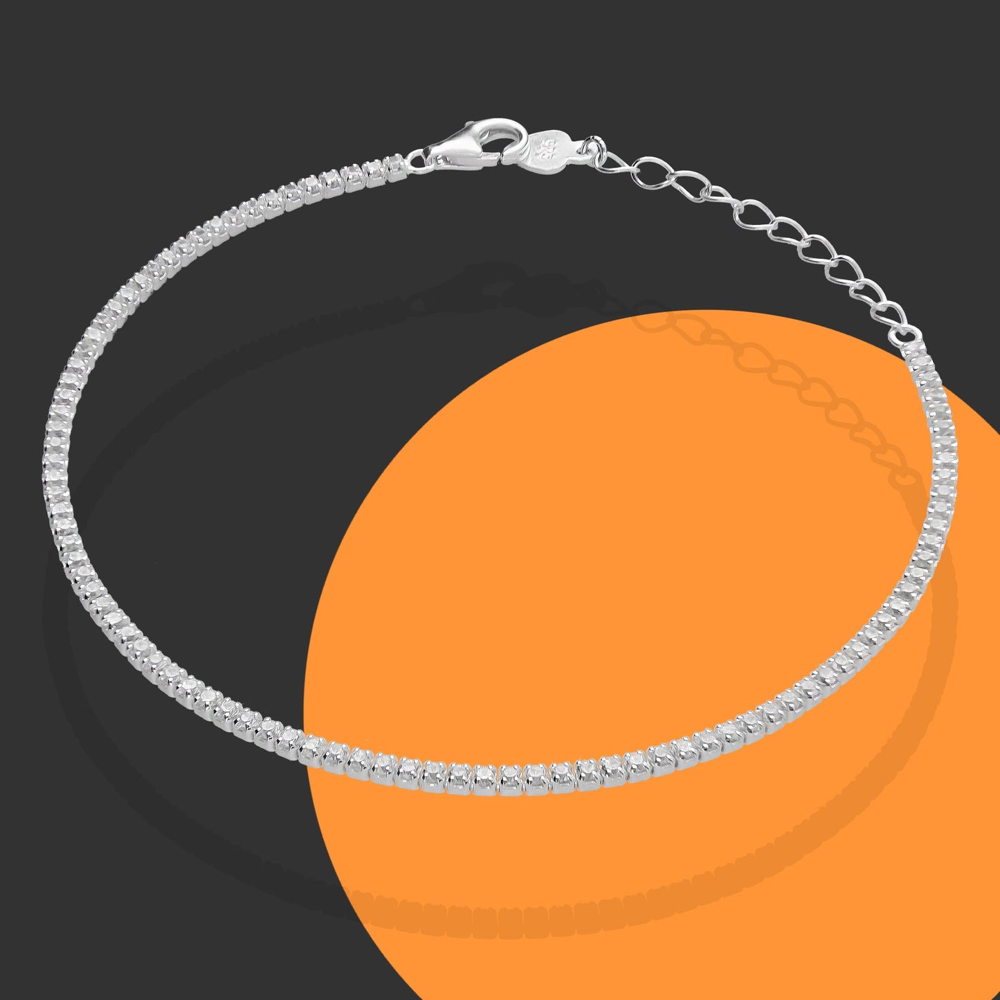 LPPD099 Pulsera Eslabones Zirconias Especial 1.5 mm Plata Fina .925 2059340209