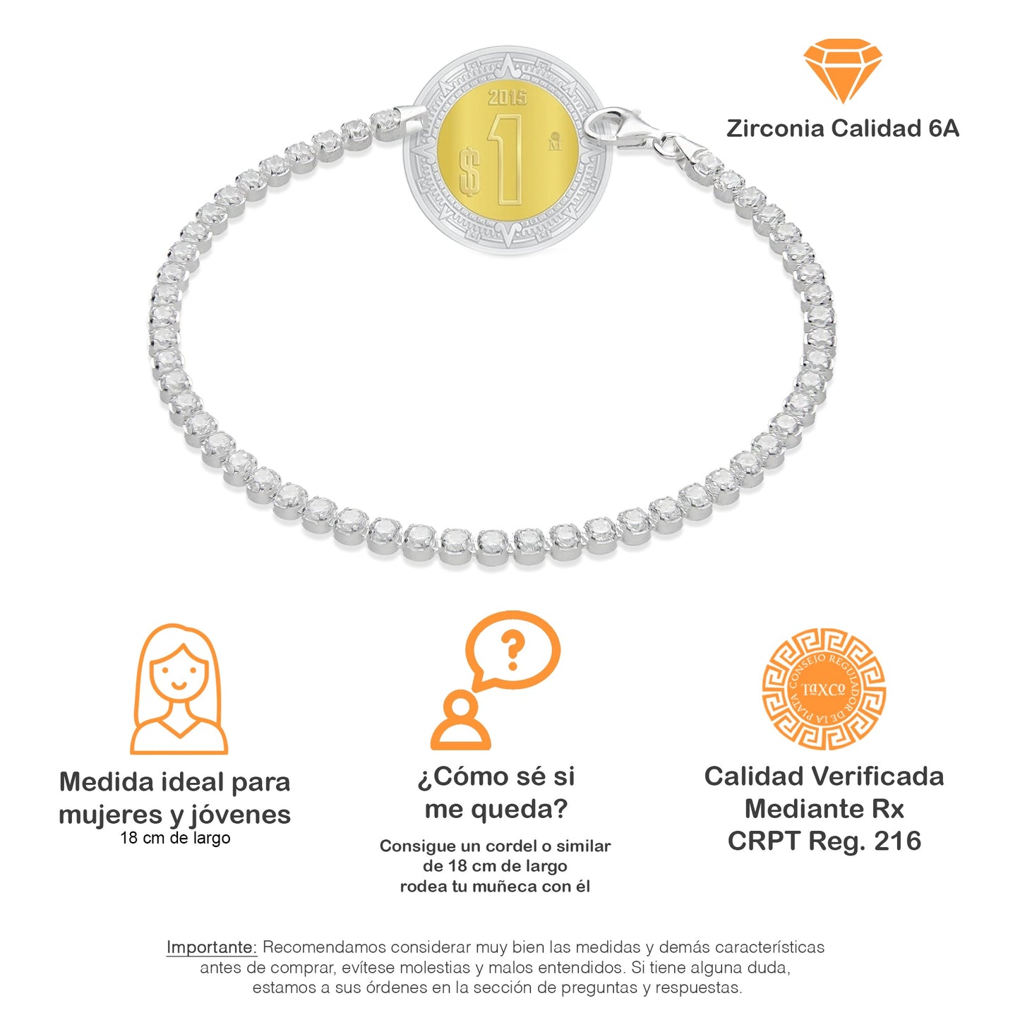 LPPD101 Pulsera Eslabones Zirconias Especial 3 mm Plata Fina .925 2059342449