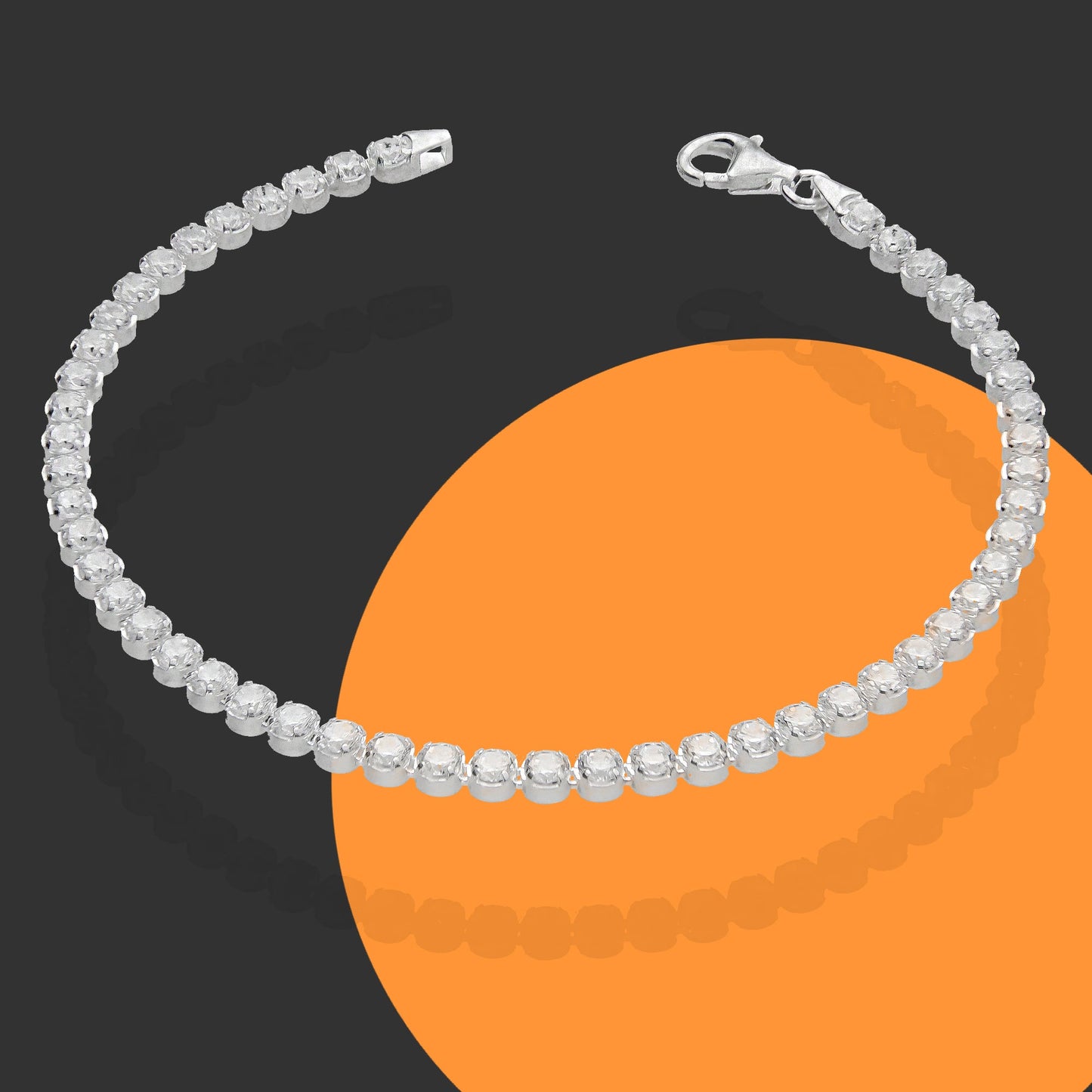 LPPD101 Pulsera Eslabones Zirconias Especial 3 mm Plata Fina .925 2059342449