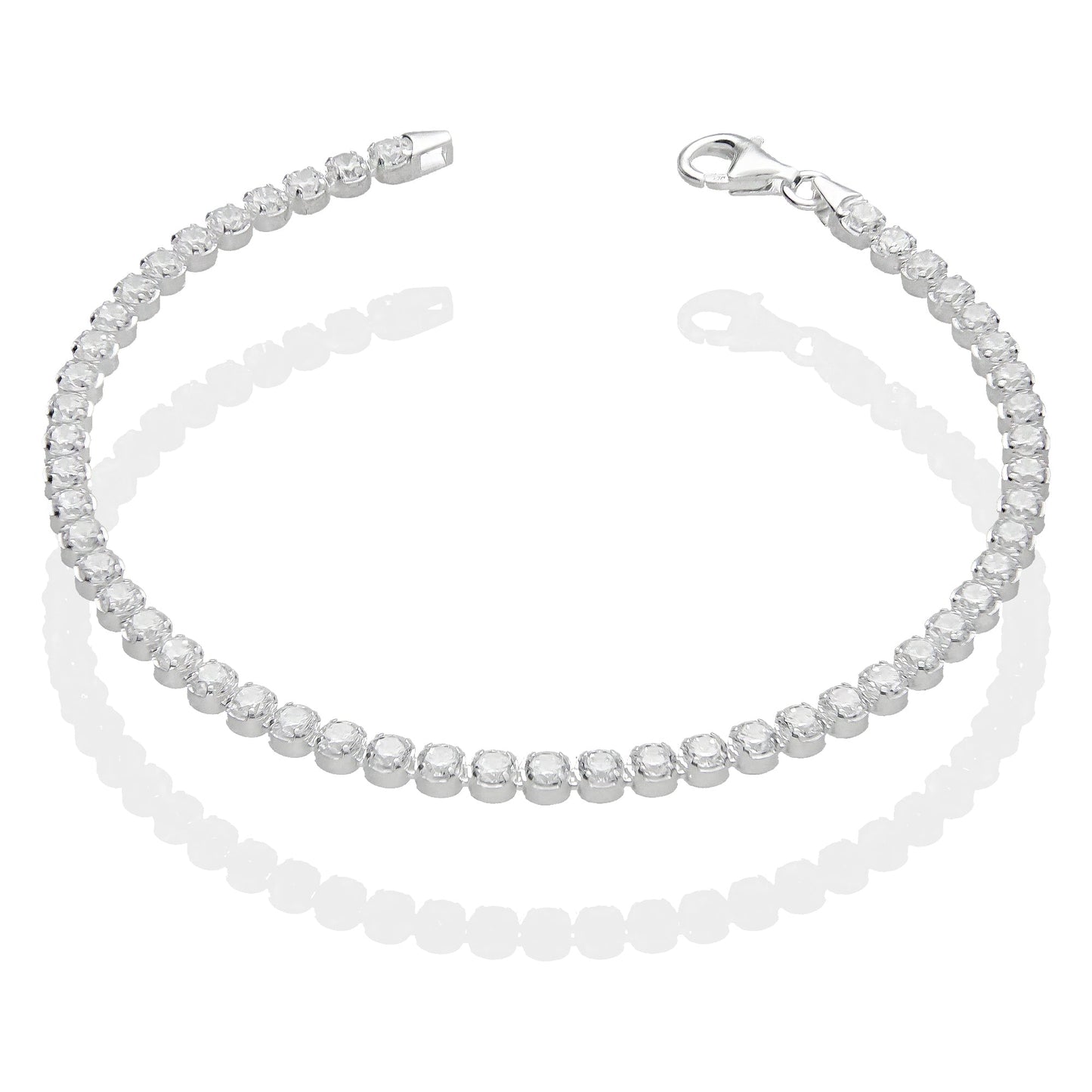 LPPD101 Pulsera Eslabones Zirconias Especial 3 mm Plata Fina .925 2059342449