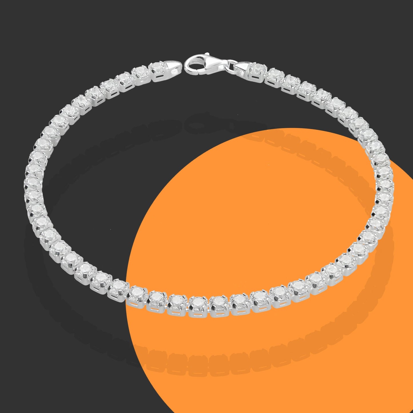 LPPD102 Pulsera Eslabones Zirconias Especial 3.5 mm Plata Fina .925 2059360897