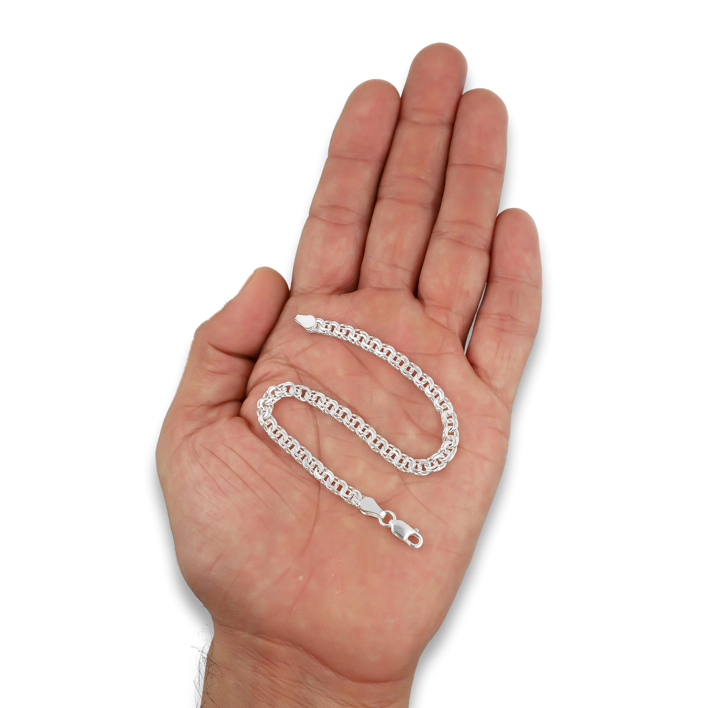 LPPD111 Pulsera Tejido Chino 4 mm x 18 cm en Plata Ley .925 3611568382