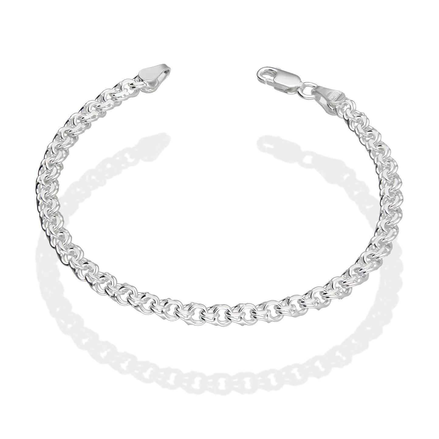 LPPD111 Pulsera Tejido Chino 4 mm x 18 cm en Plata Ley .925 3611568382