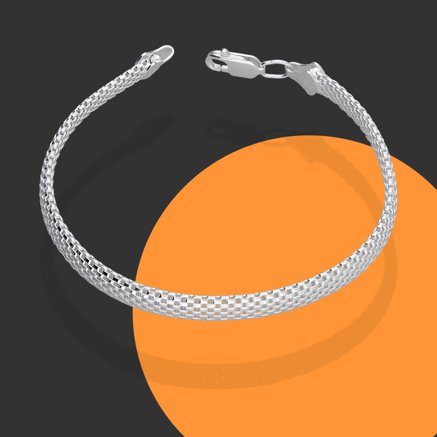 LPPD112 Pulsera Bizmark 5 mm x 19 cm en Plata Ley .925 3611423990