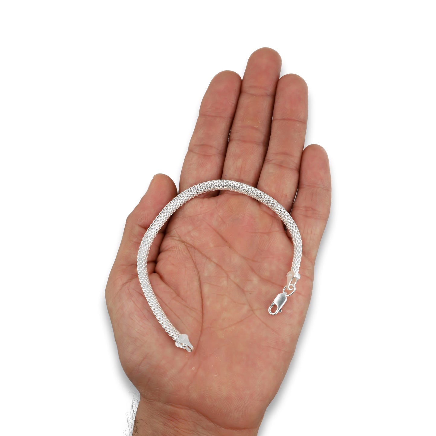 LPPD112 Pulsera Bizmark 5 mm x 19 cm en Plata Ley .925 3611423990