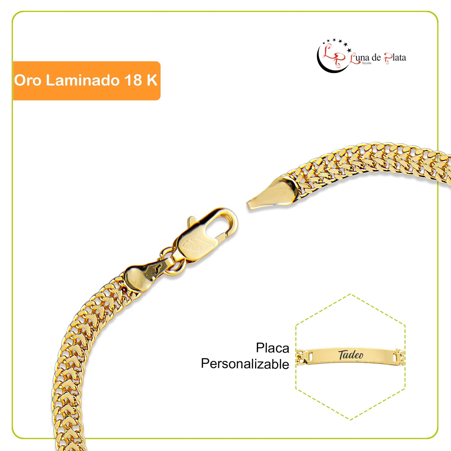 LPPG003 Mini Pulsera Personalizada D Eslabón 13 cm Oro Laminado 18 K 2993647178