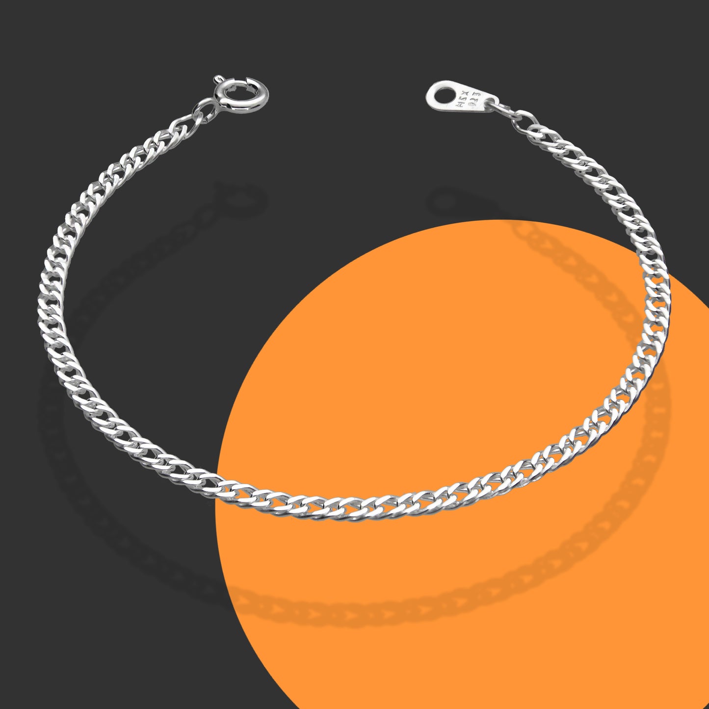 LPPN024-17 Pulsera Mod Doble Rombo 17 cm x 3 mm en Plata Ley .925 2126384523