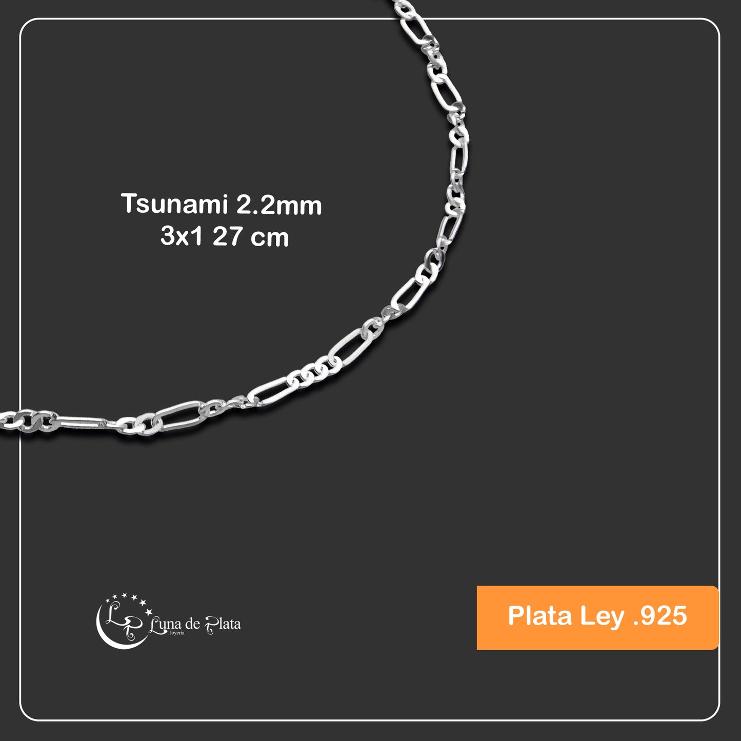 LPTB018 Pulsera Tobillera Tsunami 2.2mm 3x1 27 cm Plata .925 Taxco 2099584529