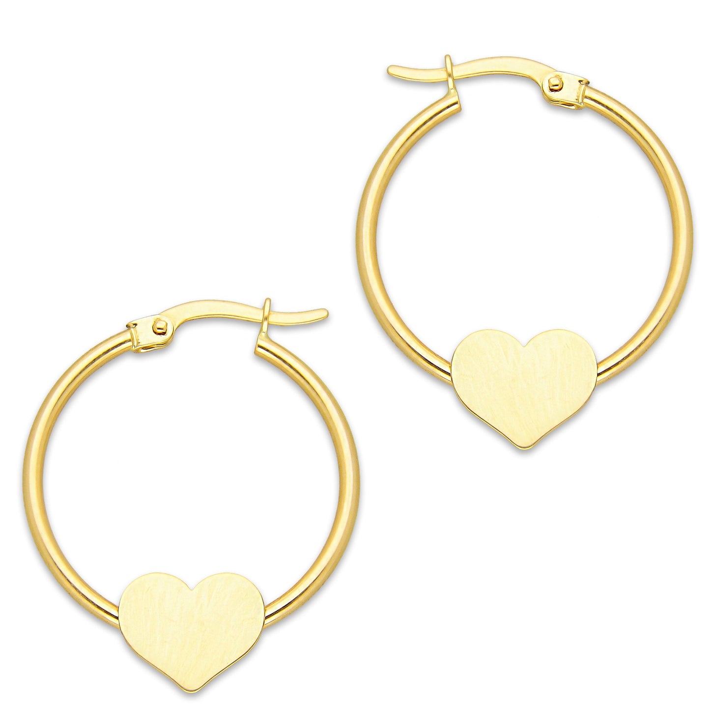 MR10AR037 Arete Arracada Oro Sólido 10K EMF10 Modelo Lisa Corazón Soldado Diámetro 2.3 cm