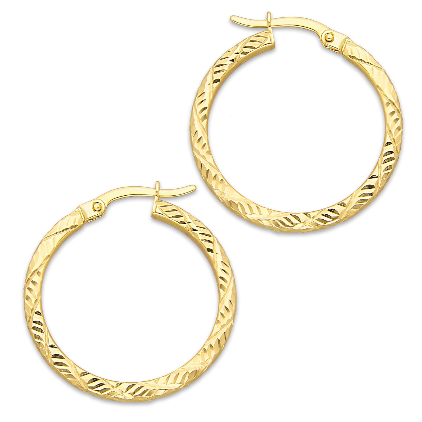 MR10AR038 Arete Arracada Oro Sólido 10K EMF10 Modelo Espiral Texturizada Diámetro 2.4 cm