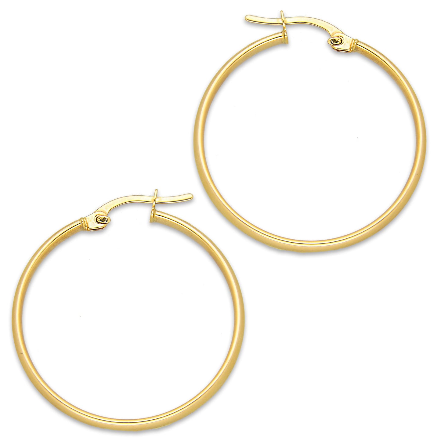 MR10AR040 Arete Arracada Oro Sólido 10K EMF10 Modelo Tubo Óvalado Liso Diámetro 2.7 cm