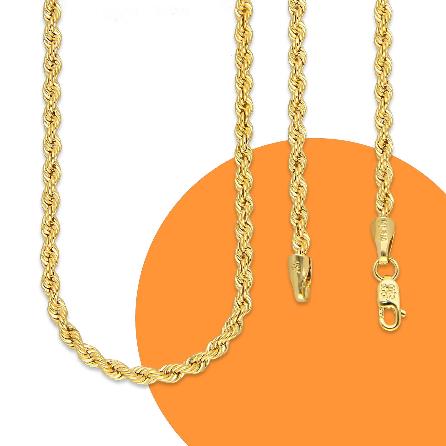 MR10CU025-55 Cadena Oro Sólido 10K EMF10 Modelo Torsal Lisa 3 mm x 55 cm