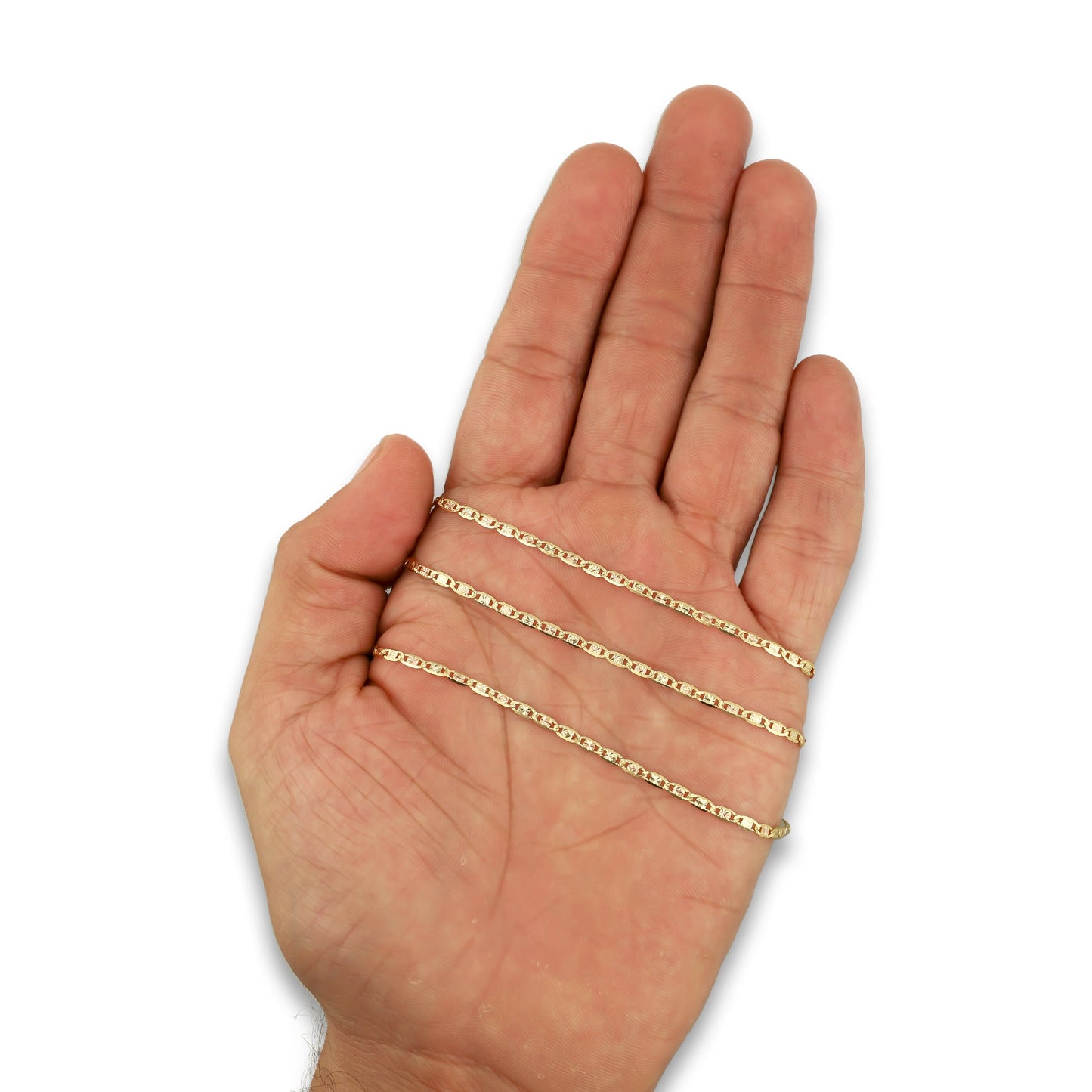 MR10CU031-55 Cadena Oro Sólido 10K Ancla Plana Diamantado Estrella Florentino 2 mm x 55 cm