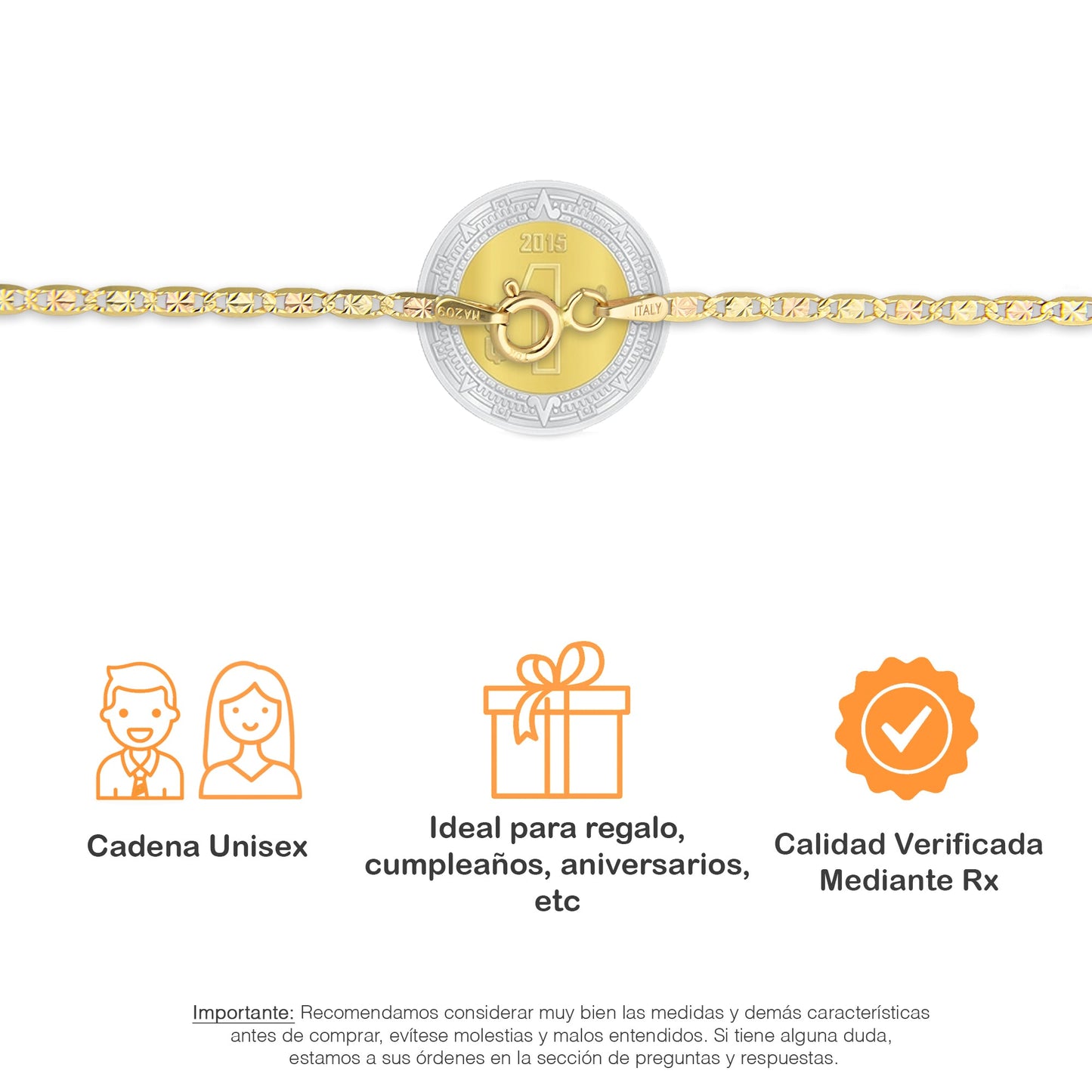 MR10CU031-60 Cadena Oro Sólido 10K Ancla Plana Diamantado Estrella Florentino 2 mm x 60 cm