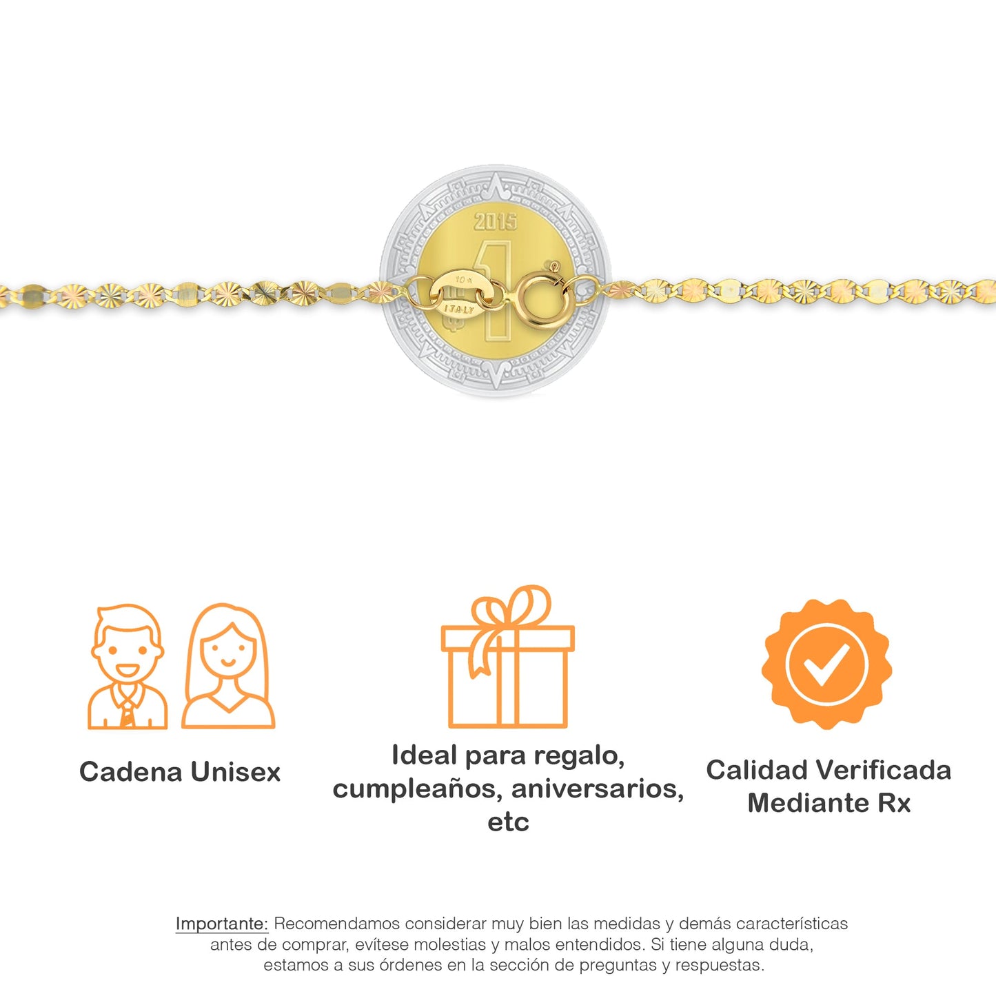 MR10CU037-55 Cadena Oro Sólido 10K Ancla Óvalo Diamantada Florentino 2 mm x 55 cm