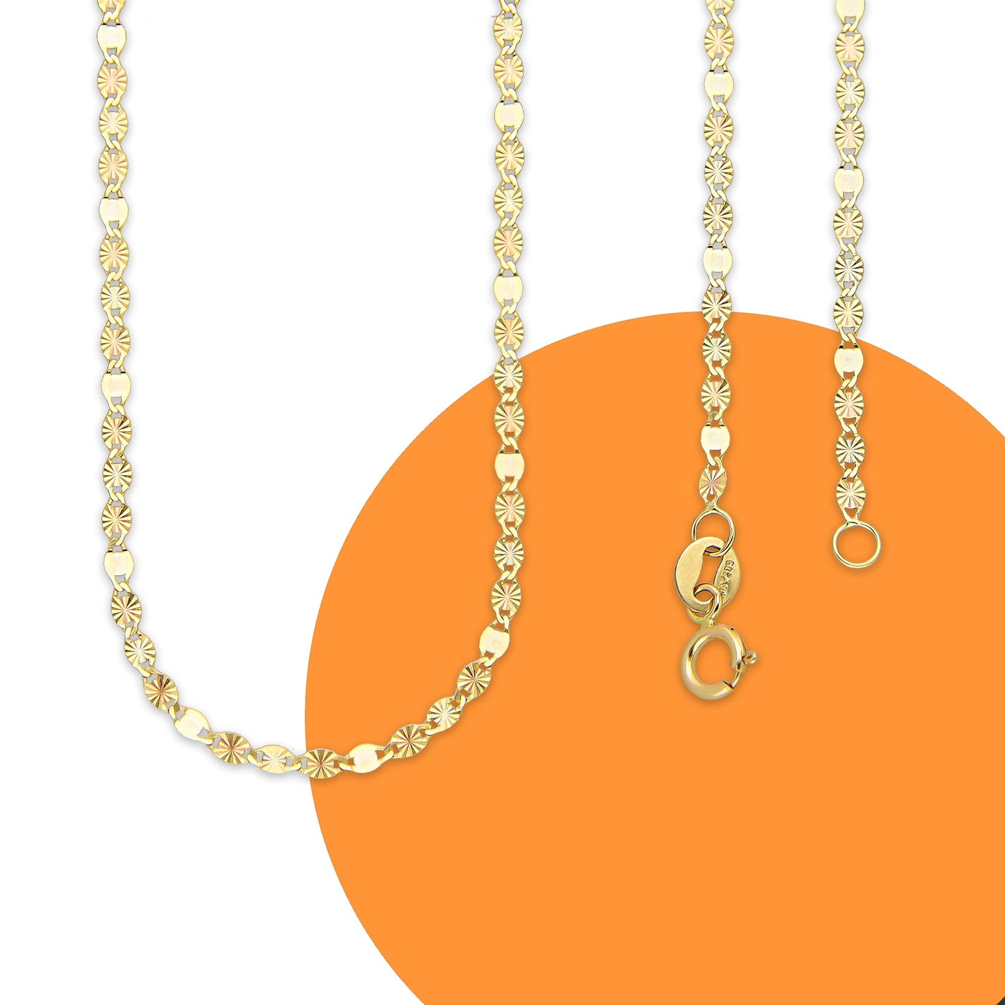 MR10CU037-55 Cadena Oro Sólido 10K Ancla Óvalo Diamantada Florentino 2 mm x 55 cm