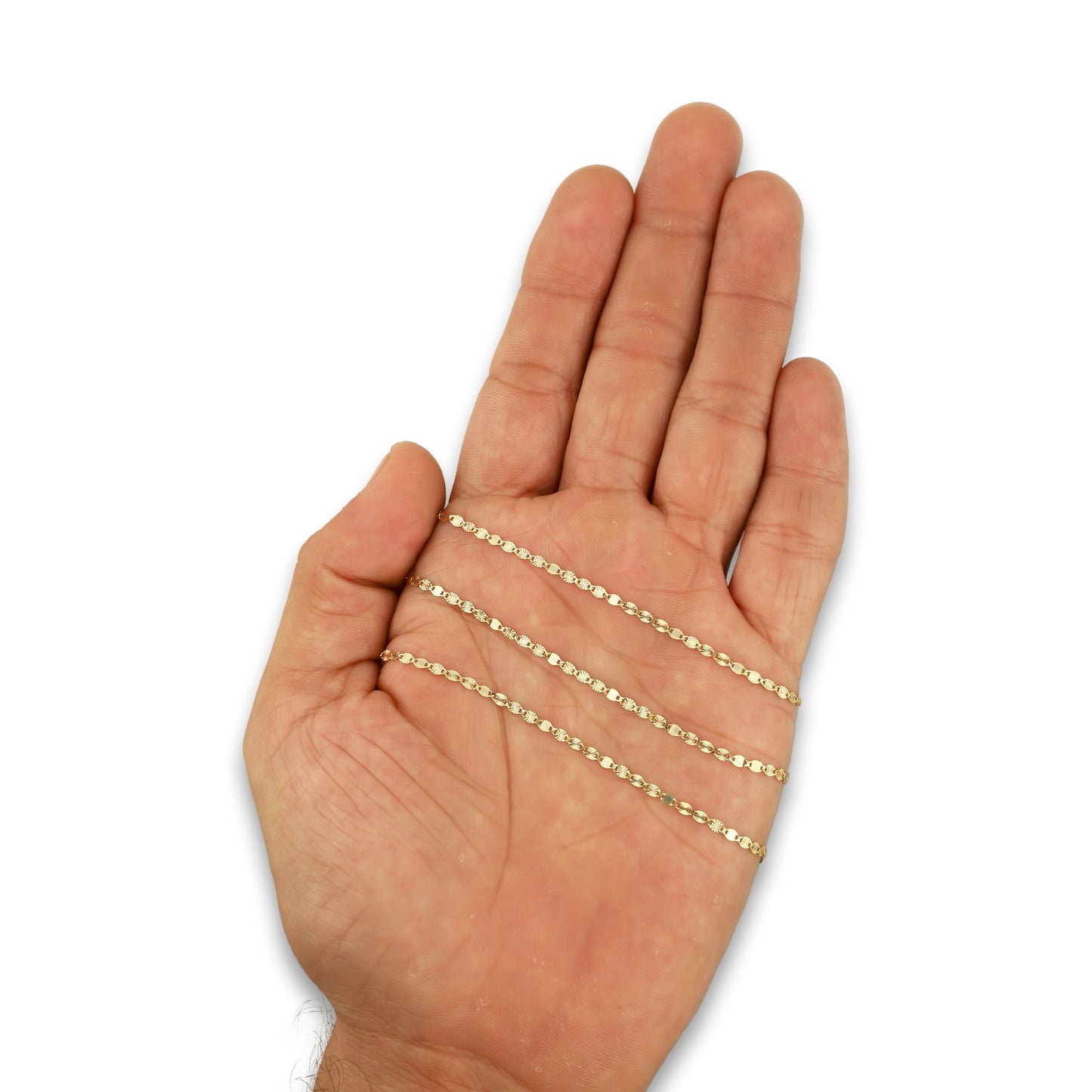 MR10CU037-55 Cadena Oro Sólido 10K Ancla Óvalo Diamantada Florentino 2 mm x 55 cm