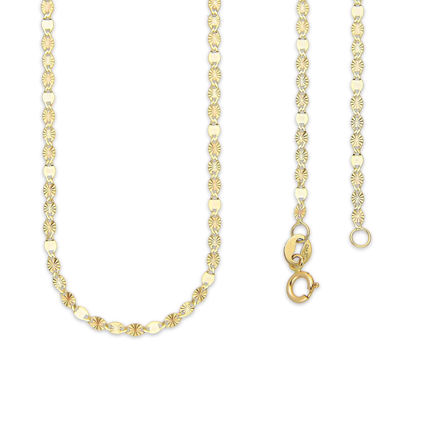 MR10CU037-55 Cadena Oro Sólido 10K Ancla Óvalo Diamantada Florentino 2 mm x 55 cm