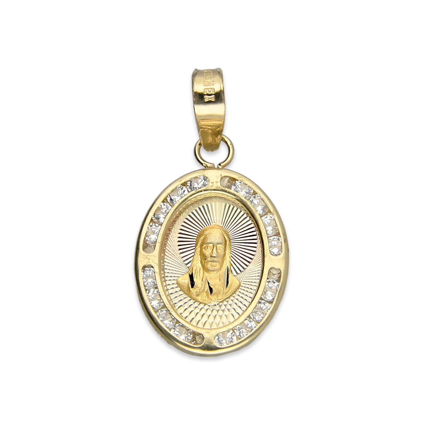 MR14DJ010 Dije Medalla Oval Oro Sólido 14K Sagrado Corazón Lisa 1.2 x 2.2 cm