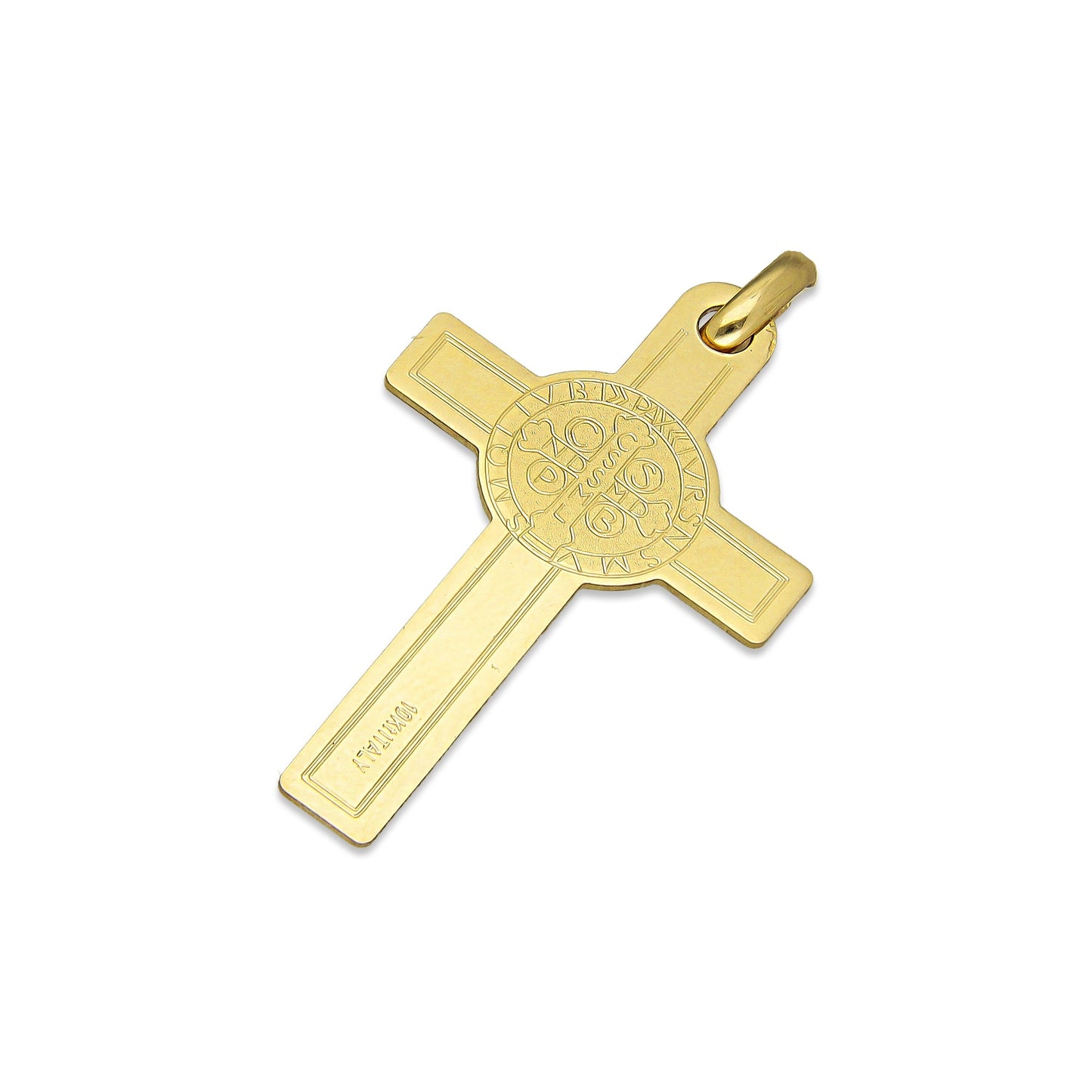 MR10DJ192 Dije Oro Sólido 10K EMF10 Cristo Chico Doble Vista Plana 1.7 cm x 3.4 cm