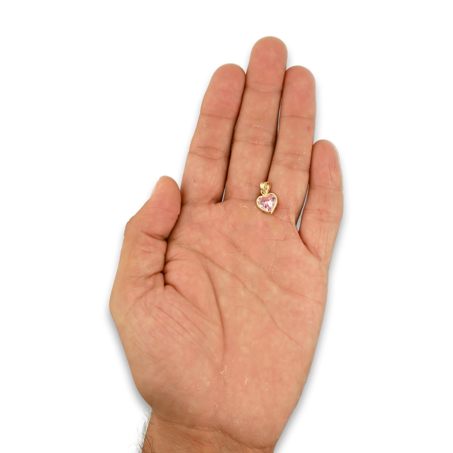 MR10DJ205 Dije Oro Sólido 10K EM Corazón con Bisel Liso Rosa 9 mm x 1.6 cm