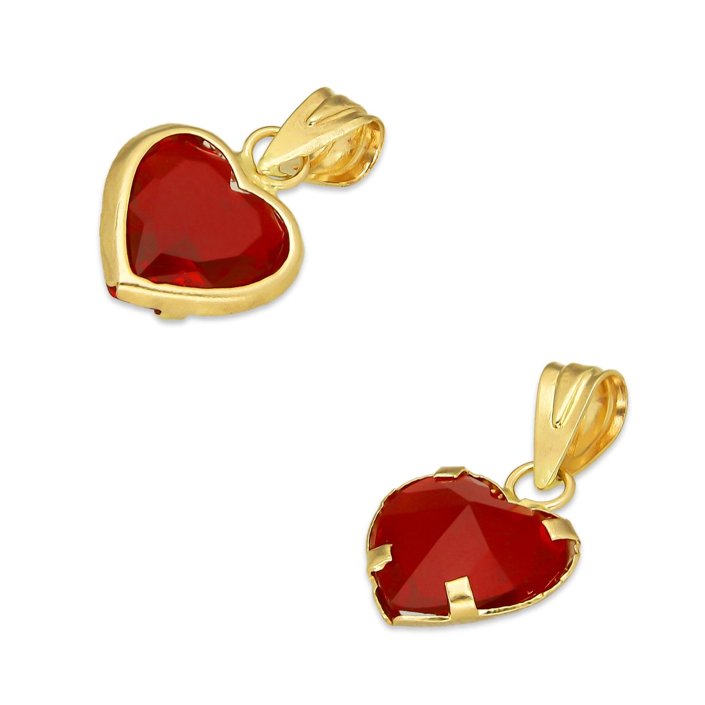 MR10DJ206 Dije Oro Sólido 10K EM Corazón con Bisel Liso Rojo 9 mm x 1.6 cm