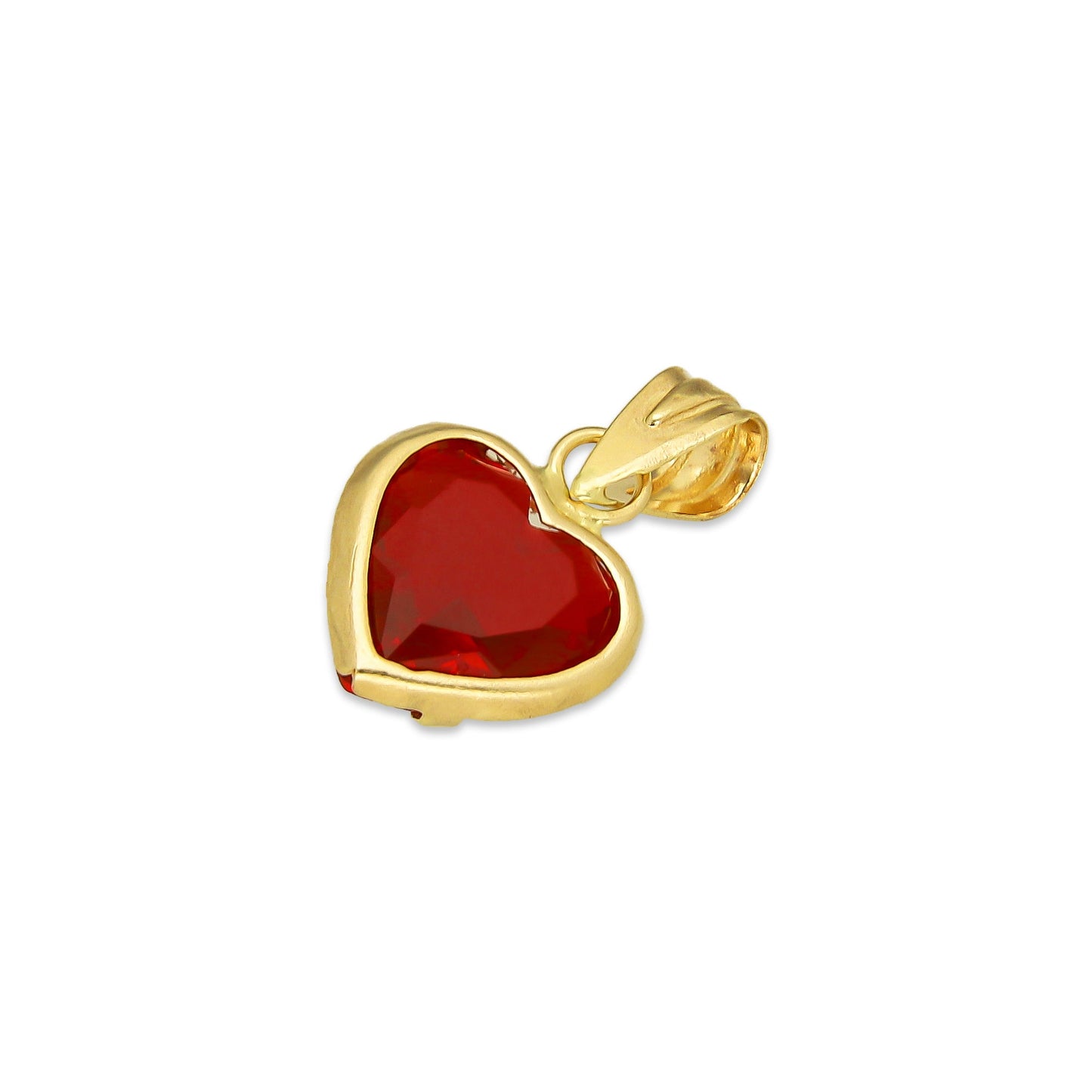 MR10DJ206 Dije Oro Sólido 10K EM Corazón con Bisel Liso Rojo 9 mm x 1.6 cm