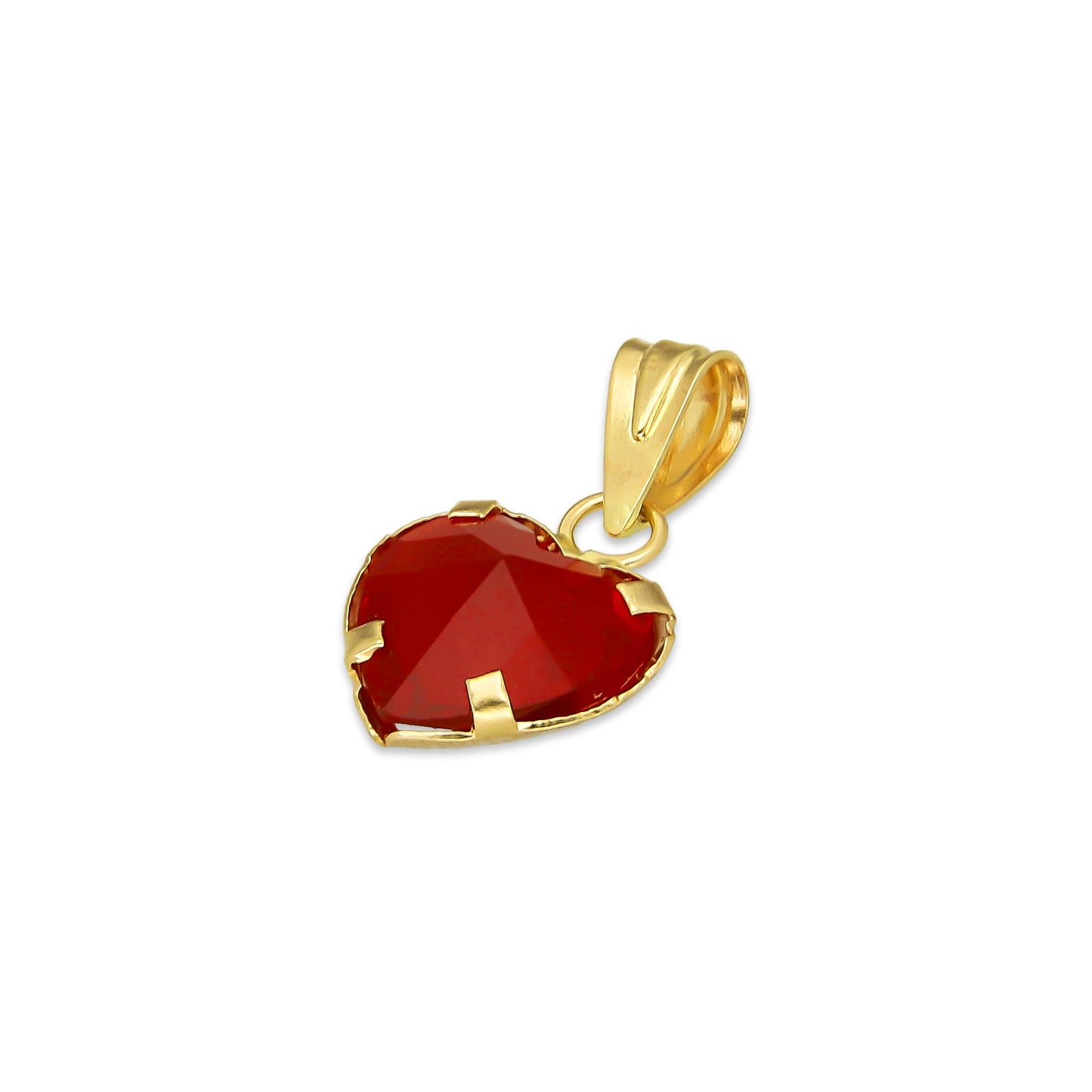 MR10DJ206 Dije Oro Sólido 10K EM Corazón con Bisel Liso Rojo 9 mm x 1.6 cm