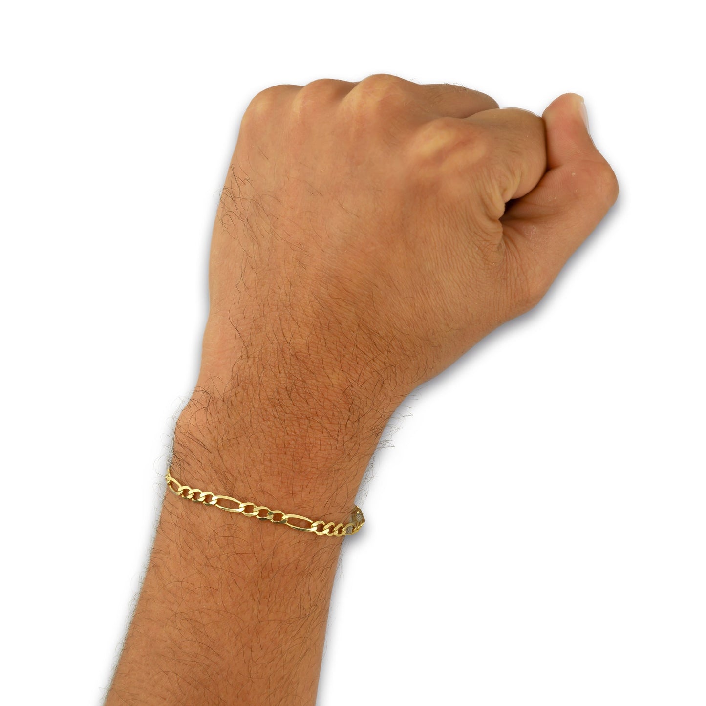 MR10PC043 Pulsera Para Caballero Oro Sólido 10K Mod Figaro 3*1 Lisa 3 mm x 21 cm