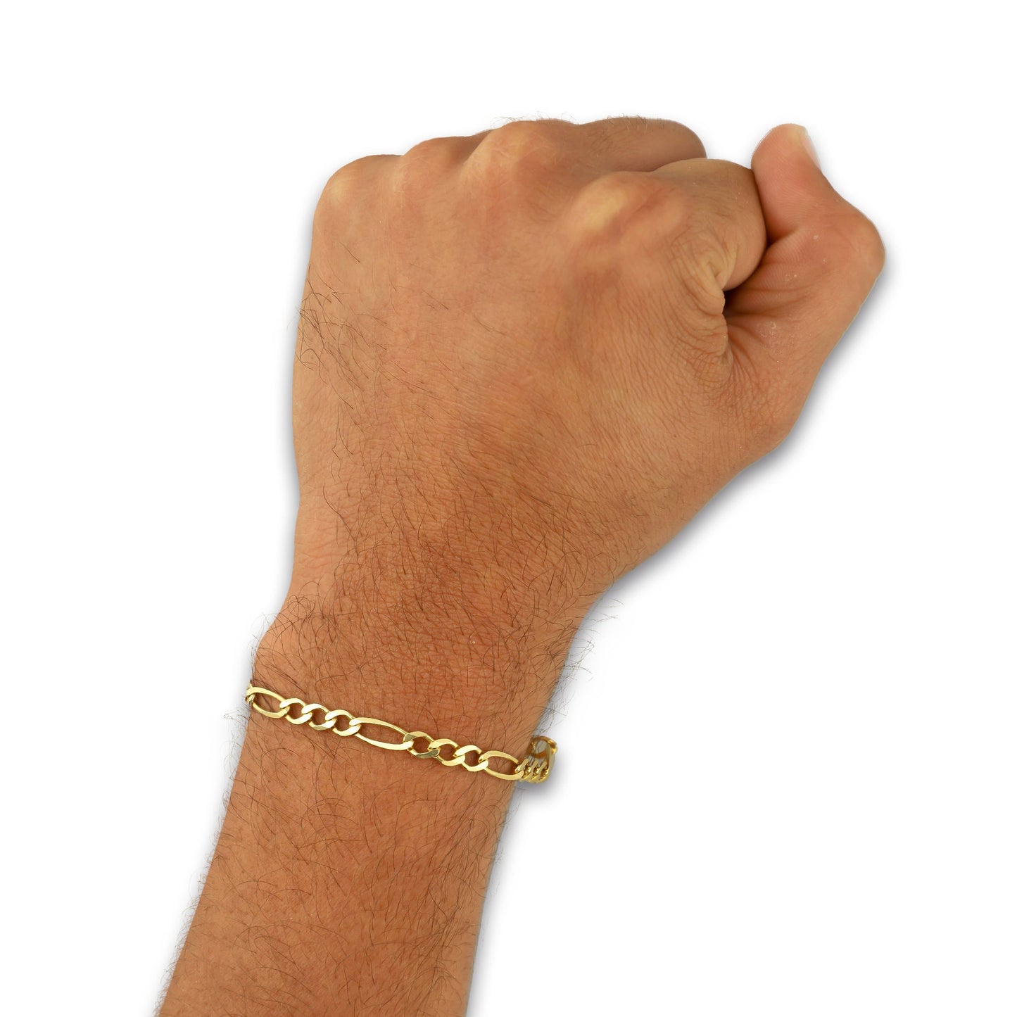 MR10PC044 Pulsera Para Caballero Oro Sólido 10K Mod Figaro 3*1 Lisa 4 mm x 21 cm