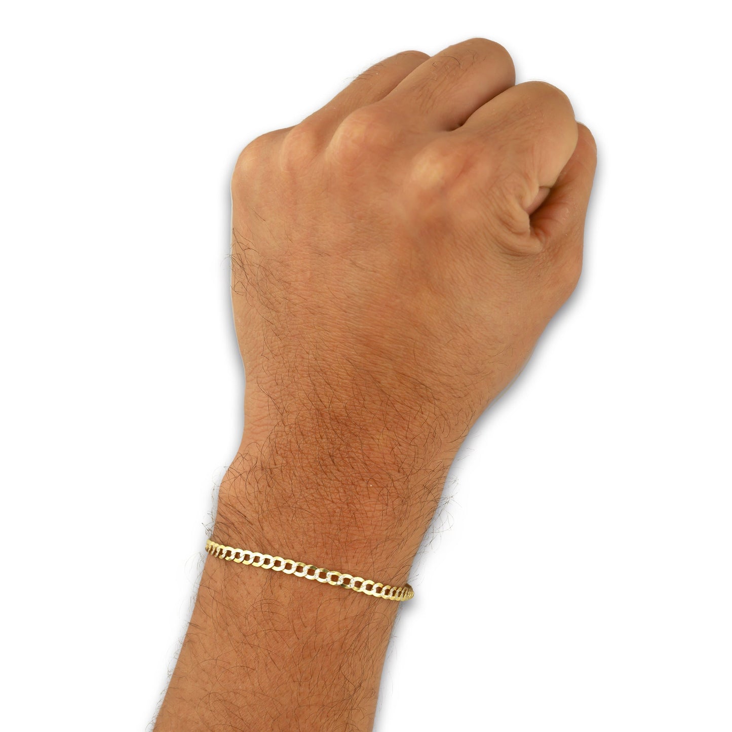 MR10PC045 Pulsera Para Caballero Oro Sólido 10K Mod Cubana Americana Diamantada 3 mm x 21 cm