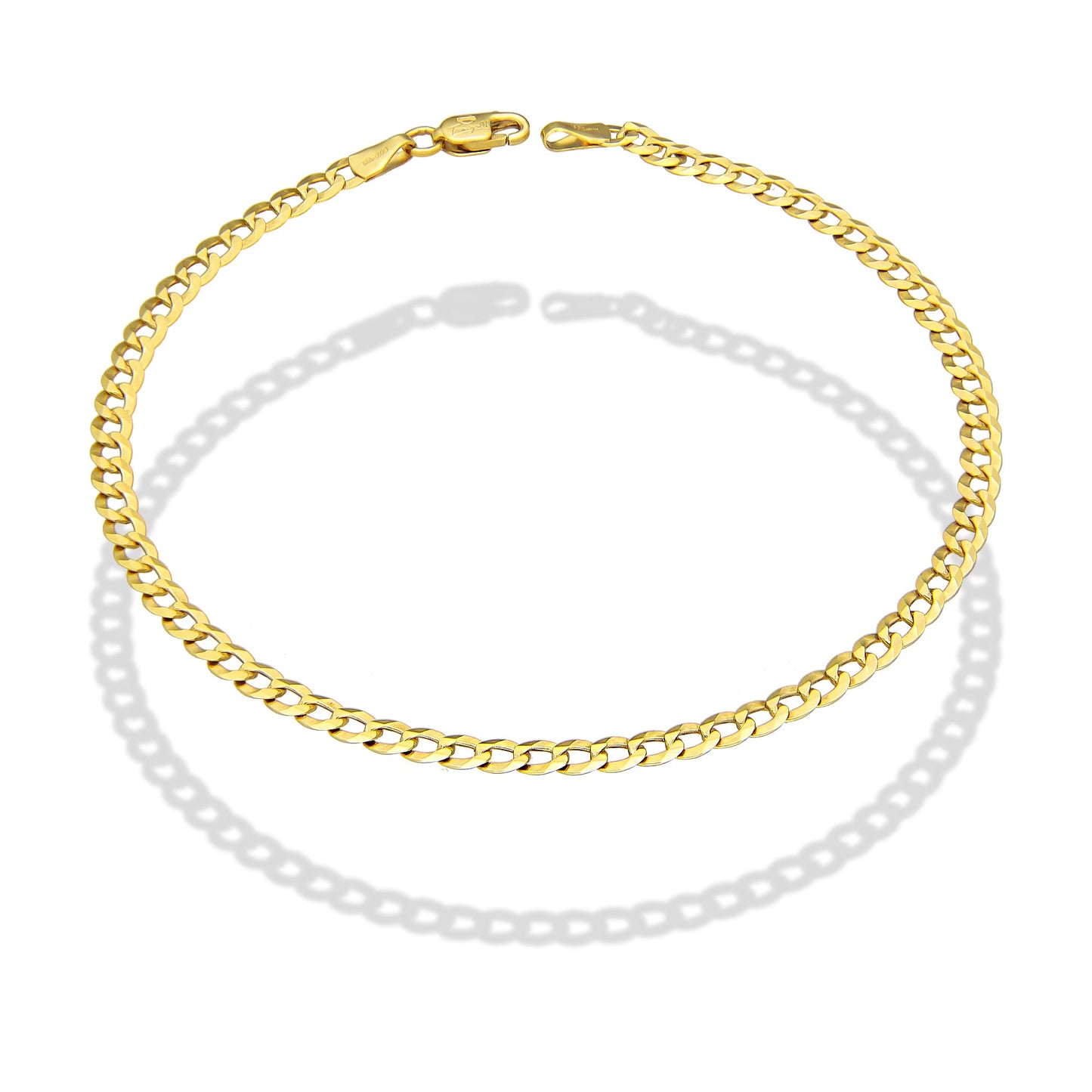 MR10PC046 Pulsera Para Caballero Oro Sólido 10K Mod Cubana Americana Lisa 3 mm x 21 cm