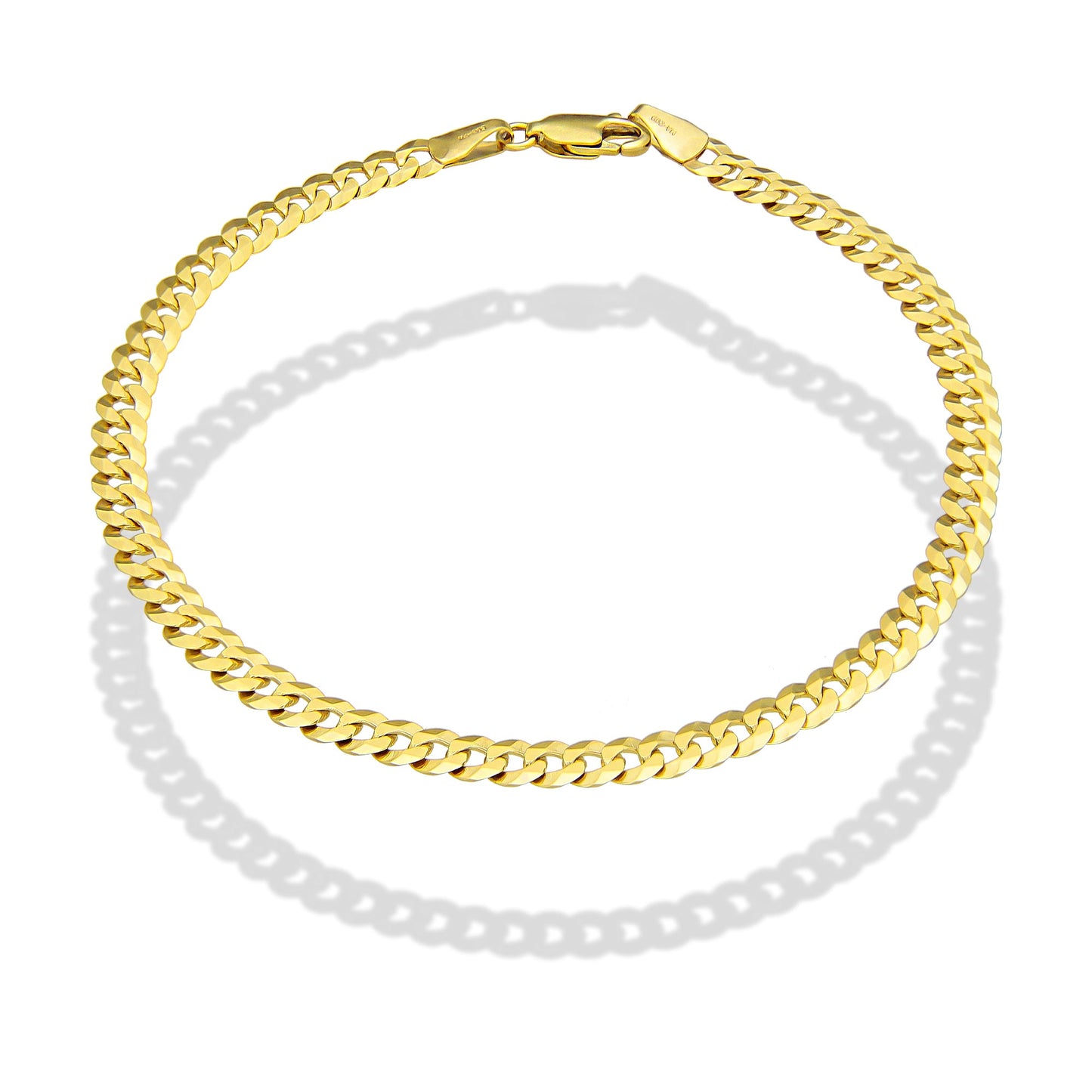 MR10PC047 Pulsera Para Caballero Oro Sólido 10K Mod Cubana Americana Lisa 4 mm x 21 cm