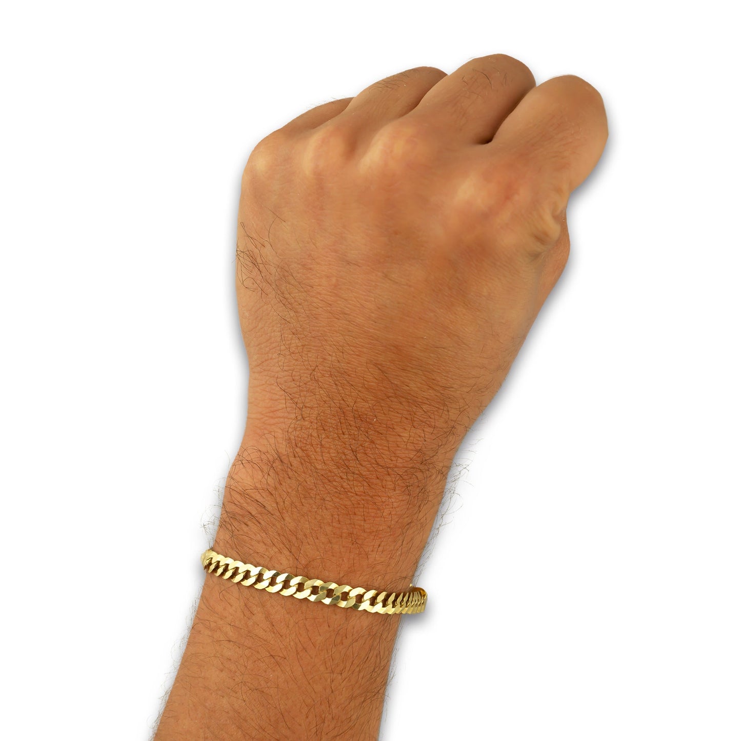 MR10PC048 Pulsera Para Caballero Oro Sólido 10K Mod Cubana Americana Lisa 5 mm x 21 cm