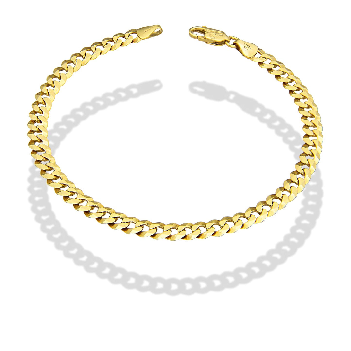 MR10PC048 Pulsera Para Caballero Oro Sólido 10K Mod Cubana Americana Lisa 5 mm x 21 cm