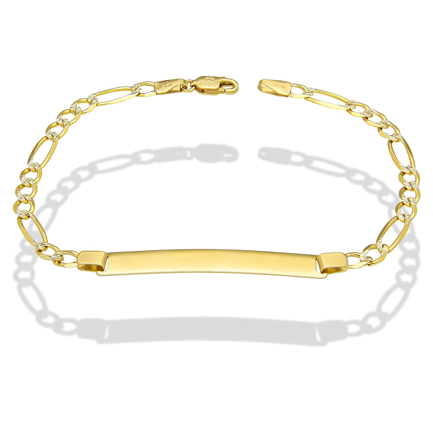 MR10PC050 Pulsera Esclava Caballero Oro Sólido 10K Mod Figaro 3*1 Diamantada 4 mm x 21 cm