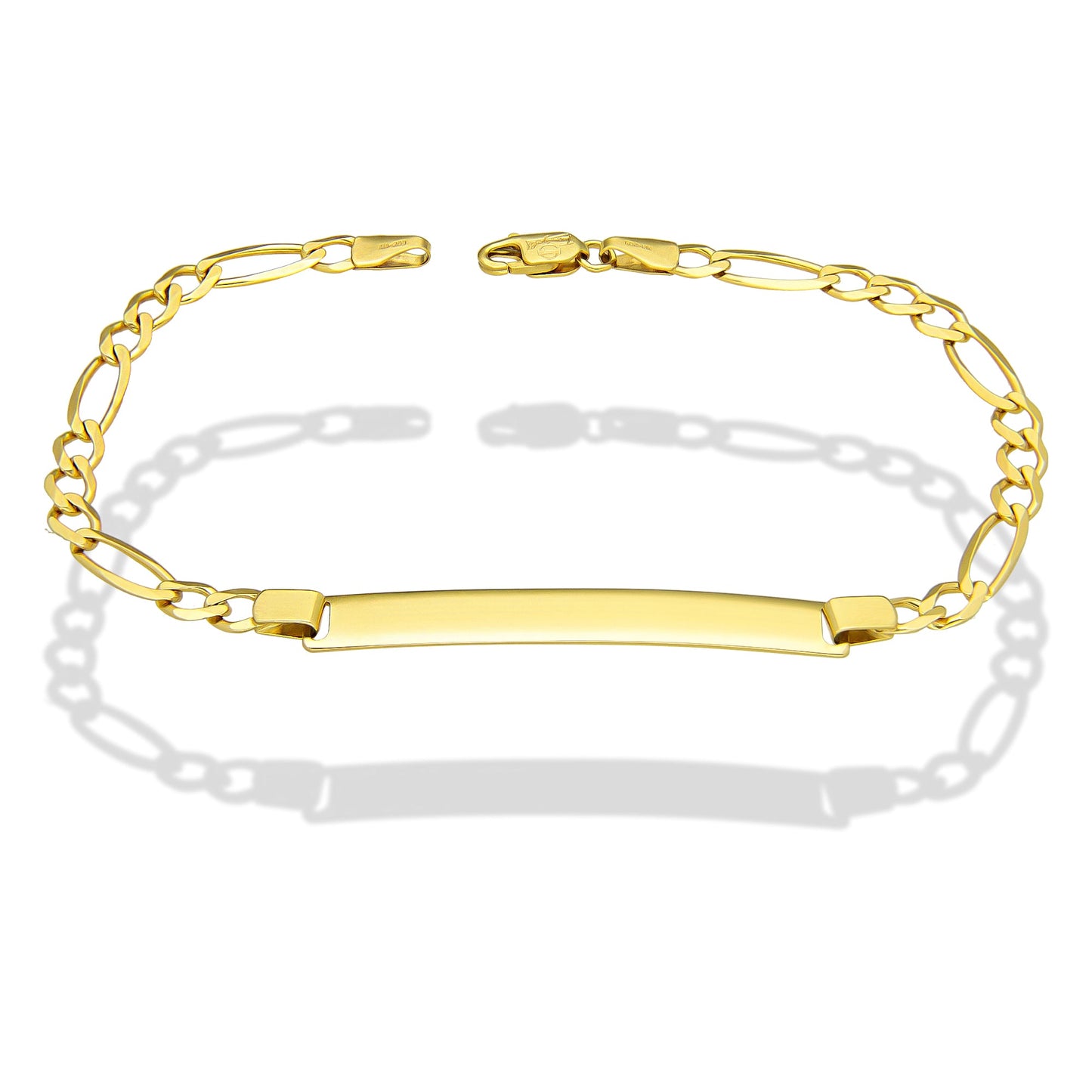 MR10PC052 Pulsera Esclava Caballero Oro Sólido 10K Mod Figaro 3*1 Lisa 4 mm x 21 cm