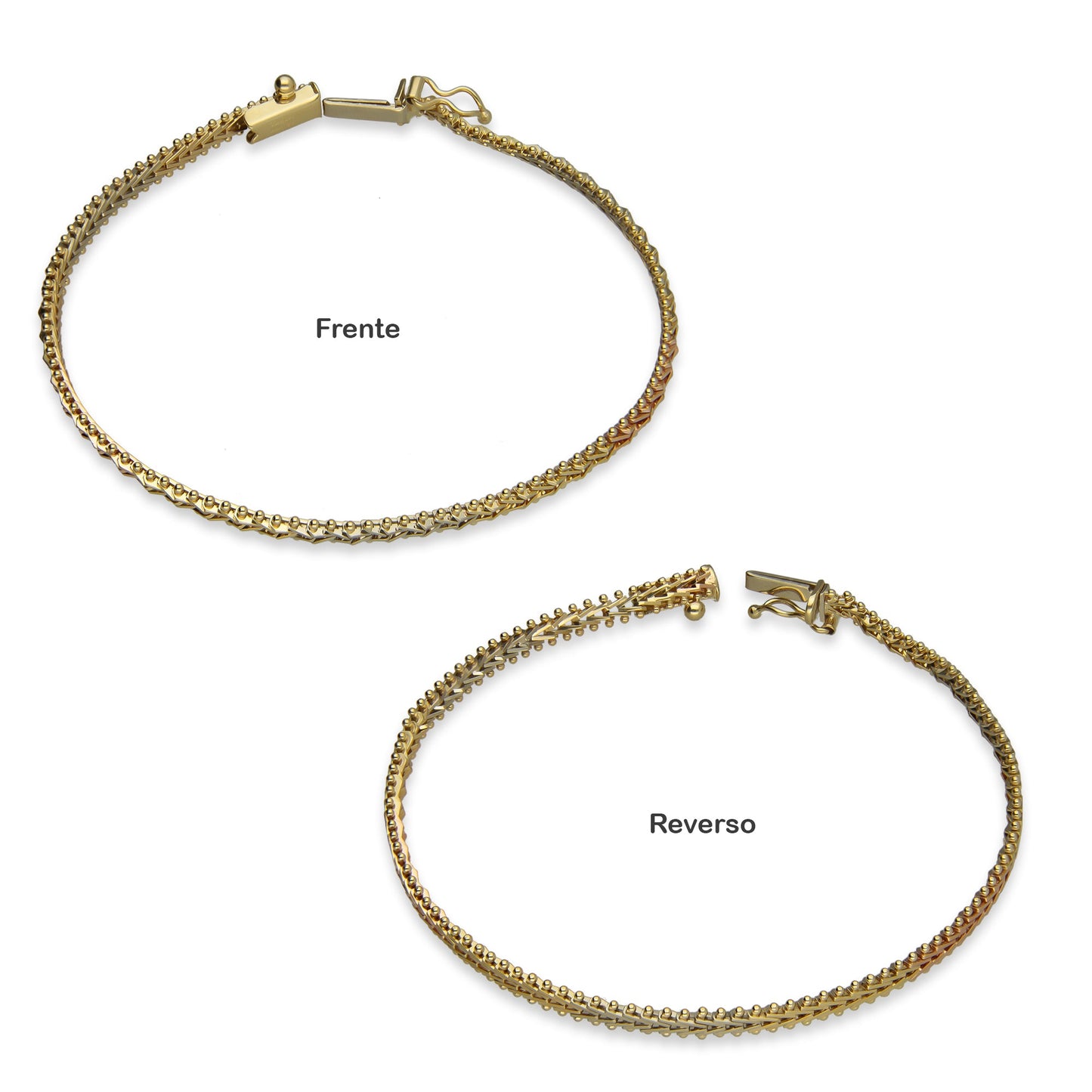 MR14PD002 Pulsera Dama Oro 14K Amarillo Pernos Laso 4 Mm x 18 Cm