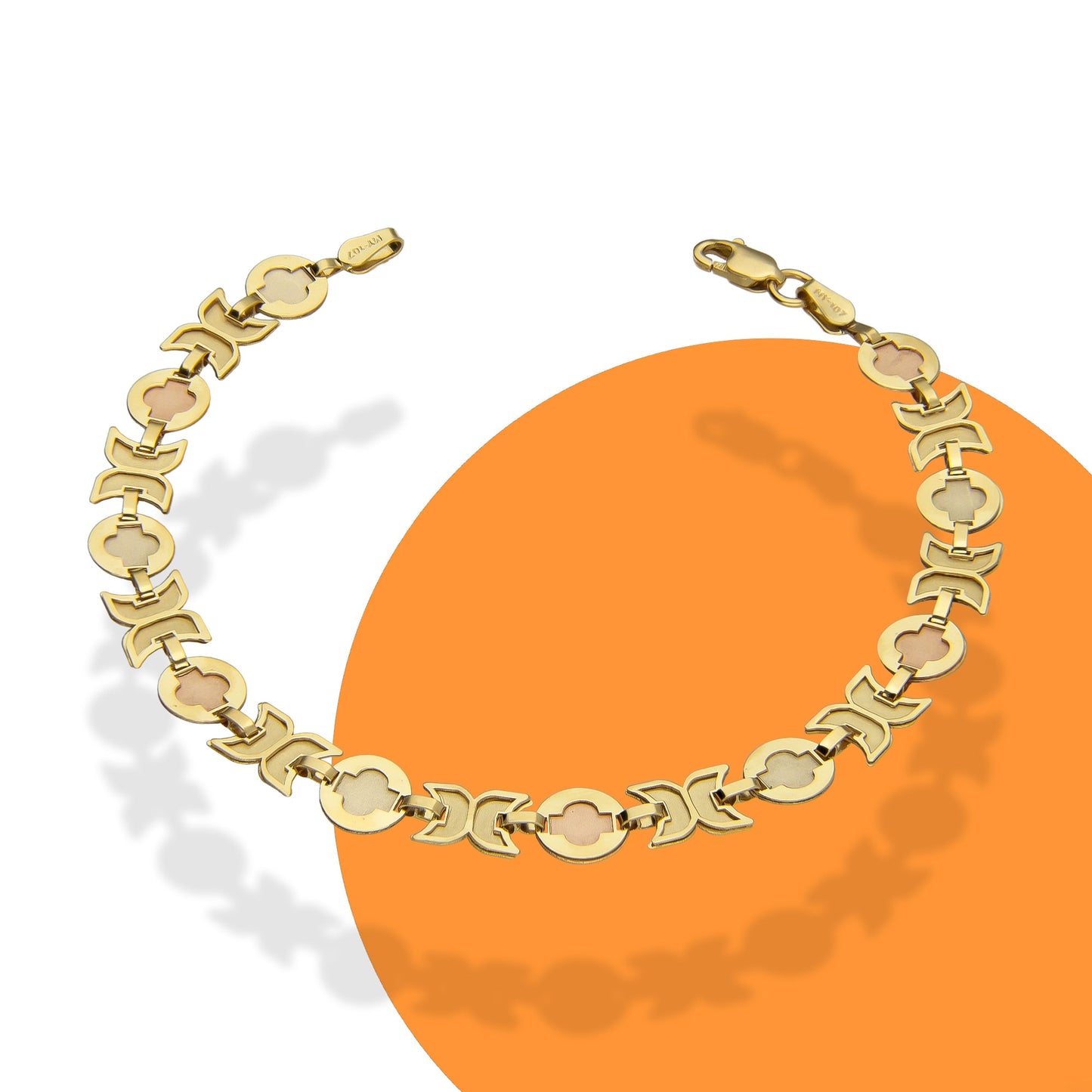 MR14PD003 Pulsera Dama Oro 14K Florentino OX 6 Mm x 18 Cm