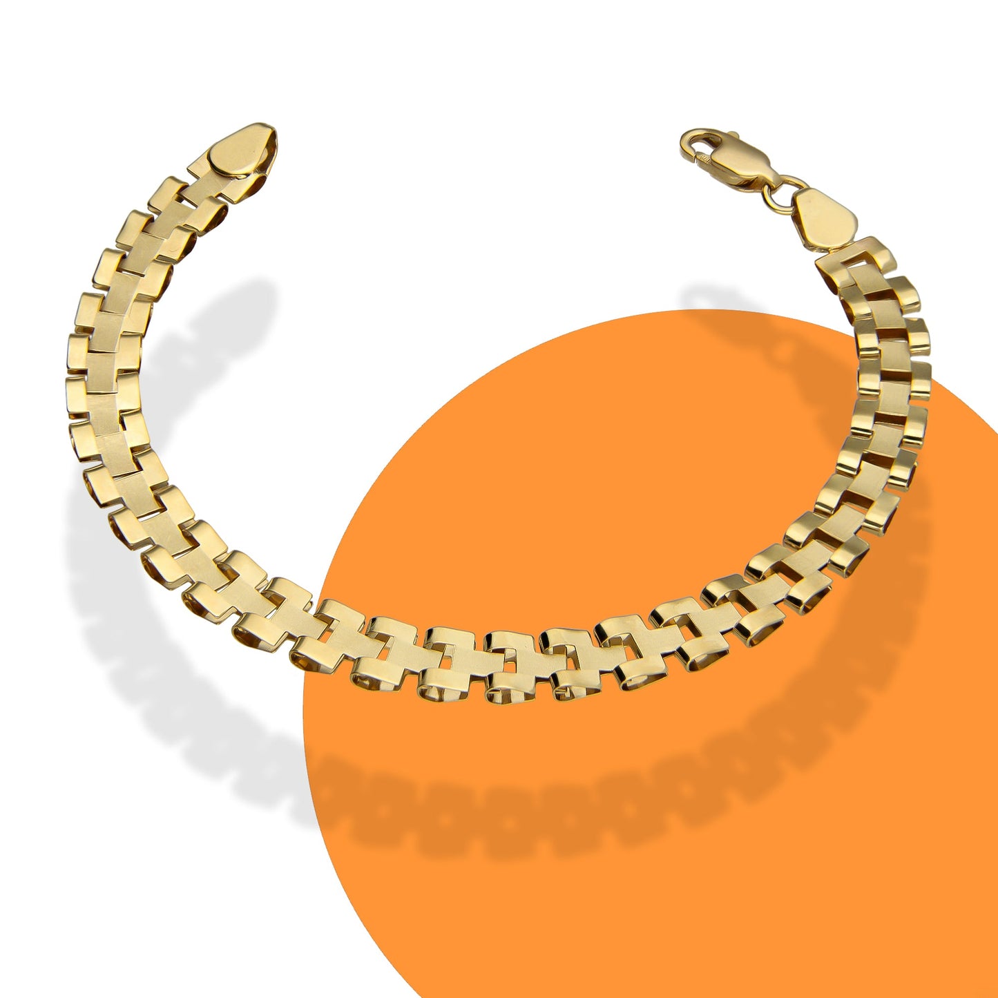 MR14PD013 Pulsera Dama Oro 14K Amarillo Rol Laso 6 Mm x 18 Cm