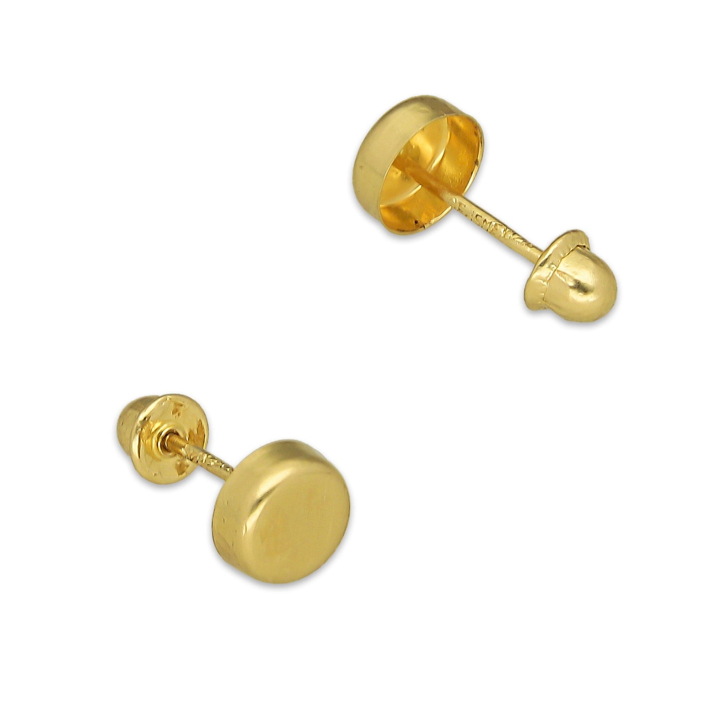 MR14AB004 Arete Broquel Oro Sólido 14K Modelo Botón Liso 4 mm de Diámetro