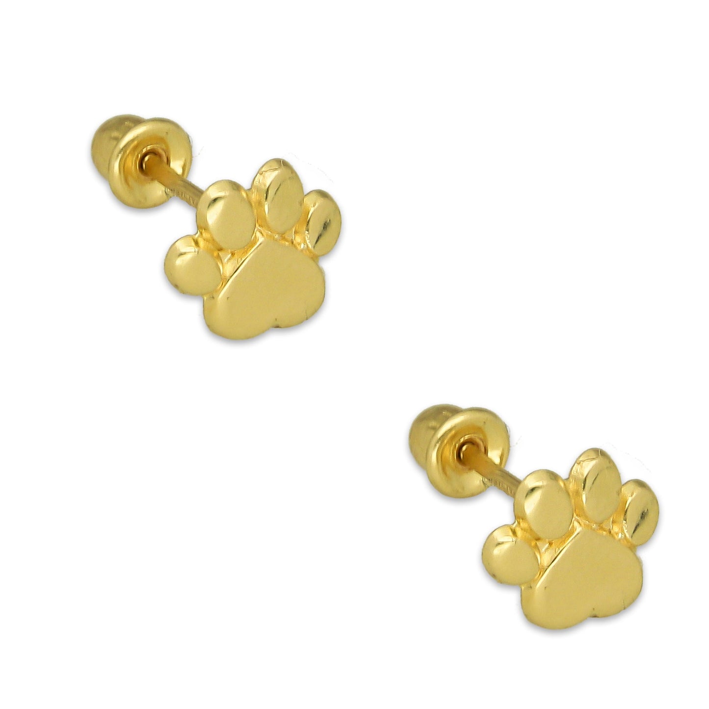 MR14AB007 Arete Broquel Oro Sólido 14K Modelo Huellitas 6 mm de Diámetro