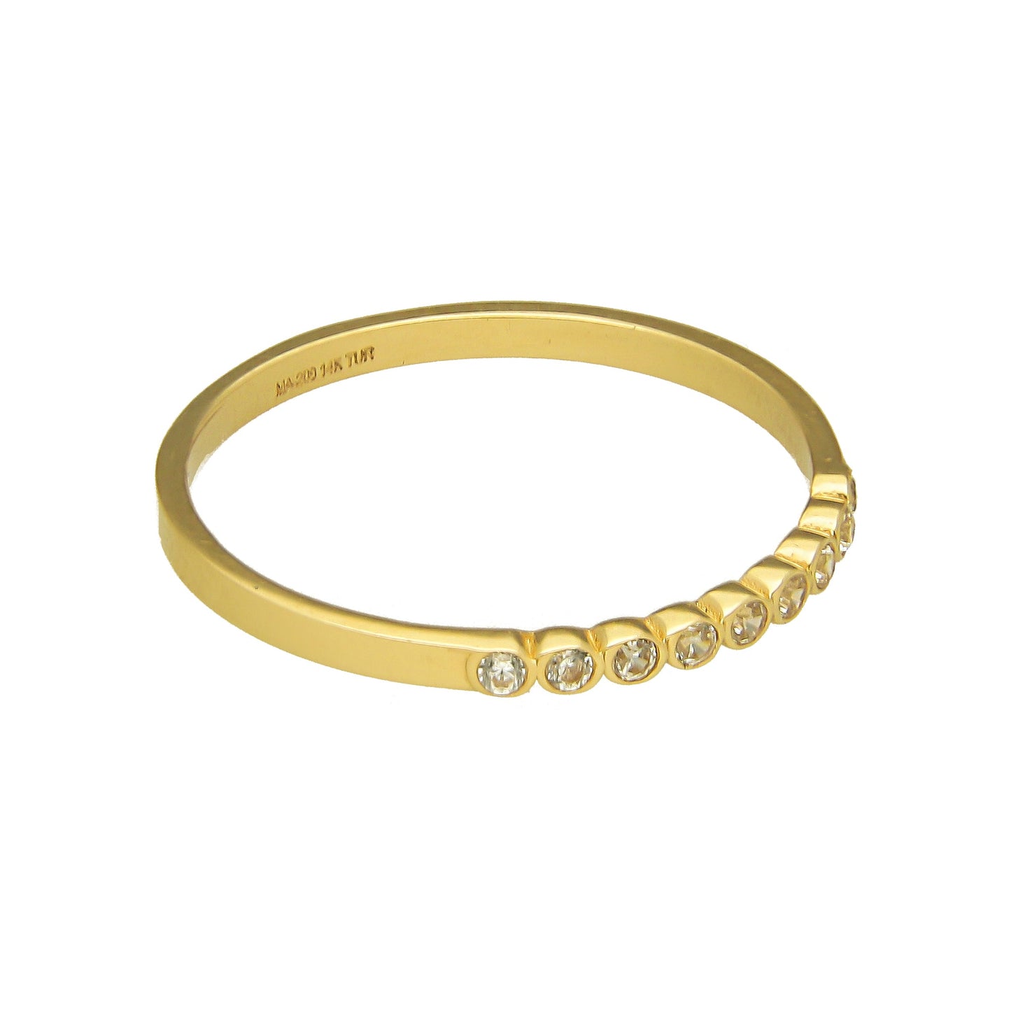 MR14AD011 Anillo Dama Oro Sólido 14K Churumbela Modelo 1 Línea Zirconia Delgada